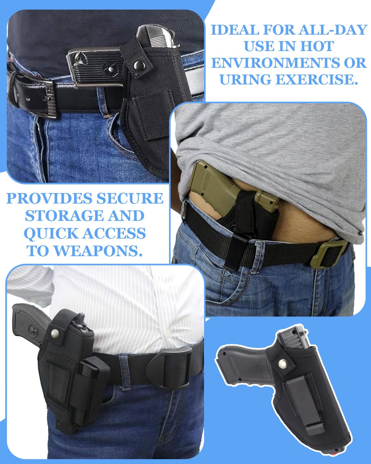1Pcs Funda Interior Compact, Funda Pistola,Fundas de Armas de Caza Universal, Cinturon tactico,Oculta al Aire Libre Compatible con La Mayoría de Pistolas