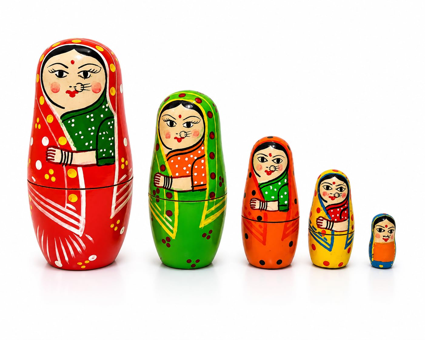 SIGNY Wooden Handmade Hand-Painted Red Nesting Dolls Set of 5 | Russian Matryoshka Stacking Dolls | Handcrafted Wooden Decorative Doll, Kids Toy, Home Decor Showpiece, Gift Item | Red-image-22