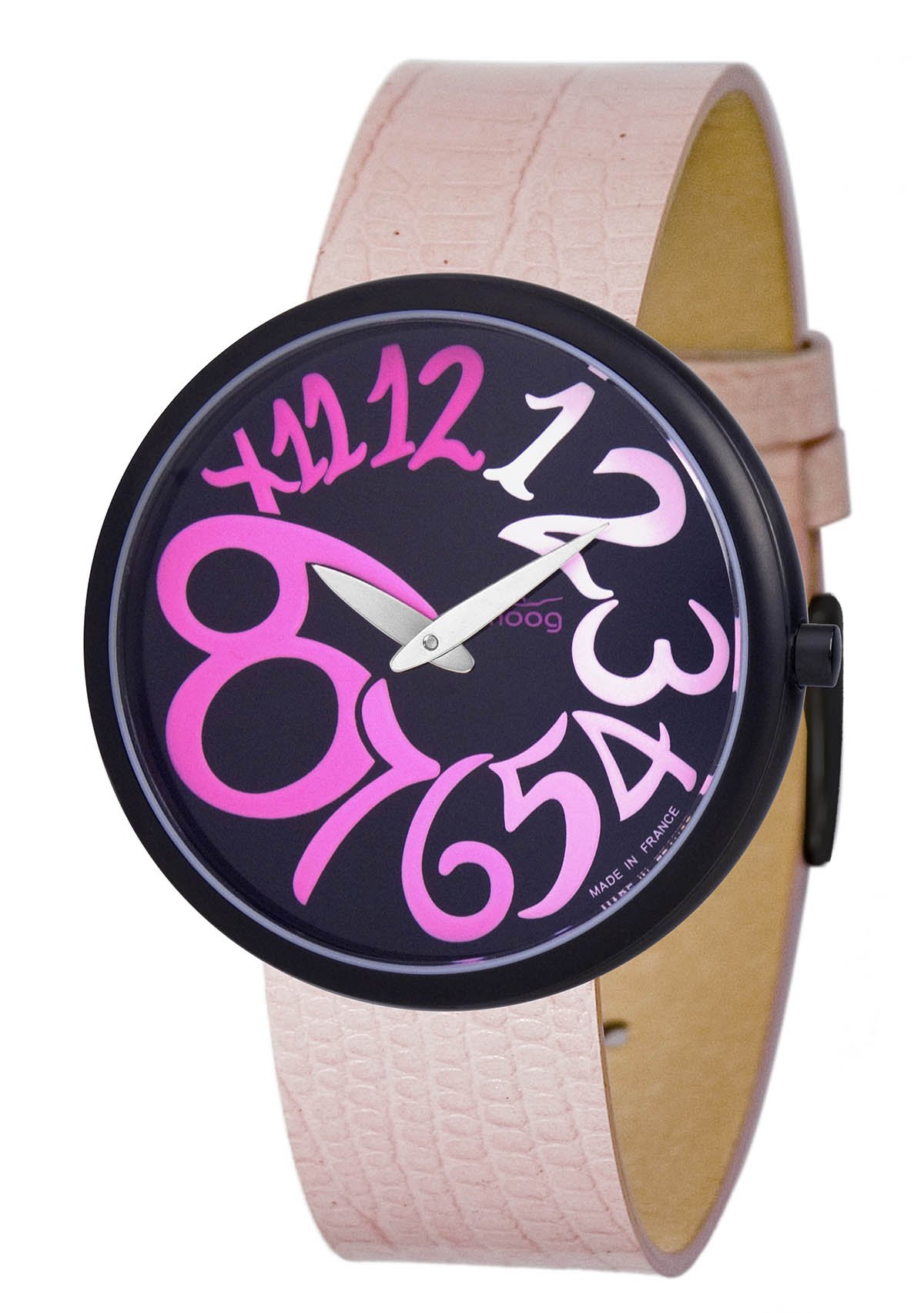 Moog Paris Ronde Art-deco Women's Watch with Colorful Dial, Interchangable Pink Strap in Genuine Leather - M41671-203