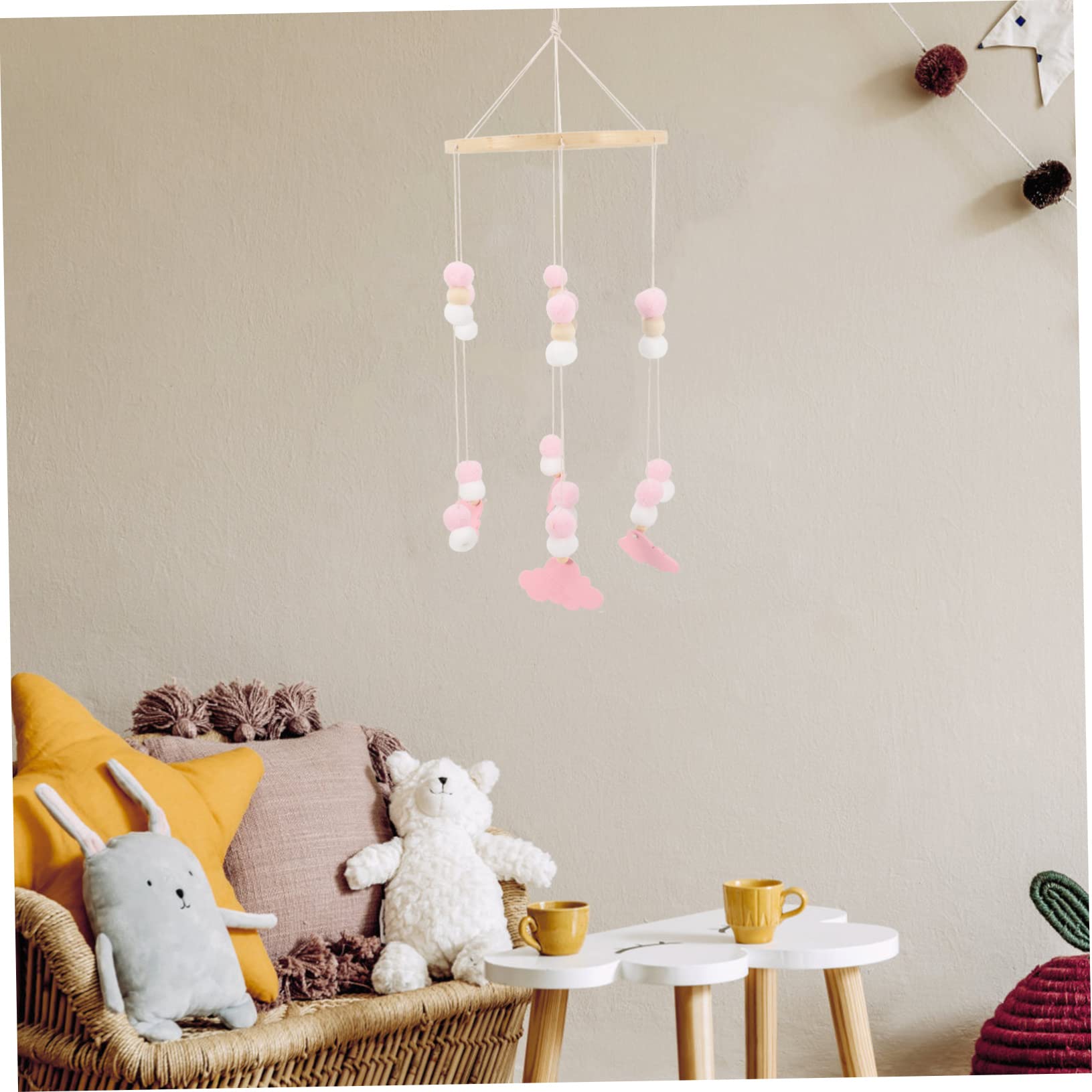 BESTonZON 5pezzi Giostrina Culla Con Pendenti Feltro Forma Di Elefante e Stelle Mobile Da Culla Per Decorazione Per Cameretta Stile Nordico Giocattolo Appeso Sicuro e Adorabile