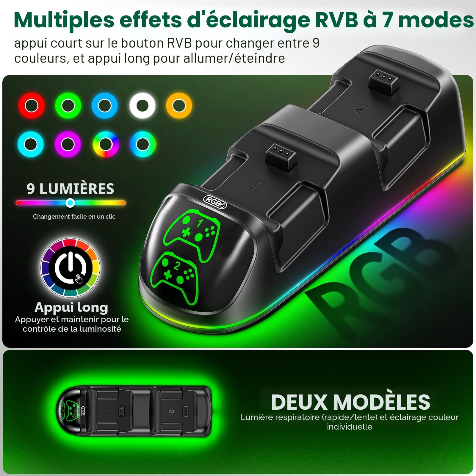 OIVO Chargeur Manette Xbox avec 2 x 5580 mWh Rechargeable Batterie Manette pour Xbox Series/One X/S/Elite Manette
