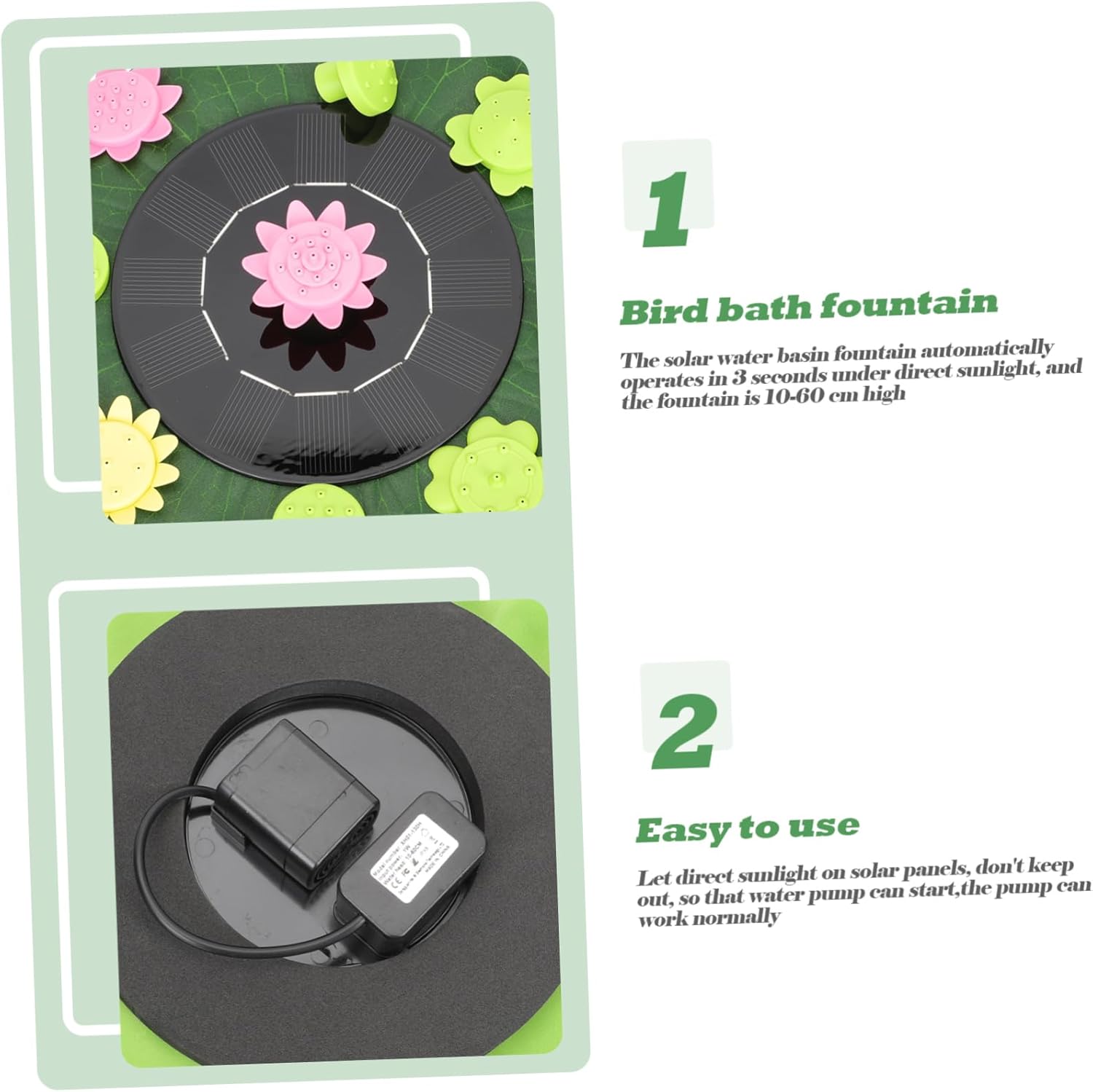 POPETPOP Solar Floating Fountain with Spray Lotus Decor for Ponds Pools and Birdbaths Durable Solar-powered Water Feature with Replaceable Nozzles