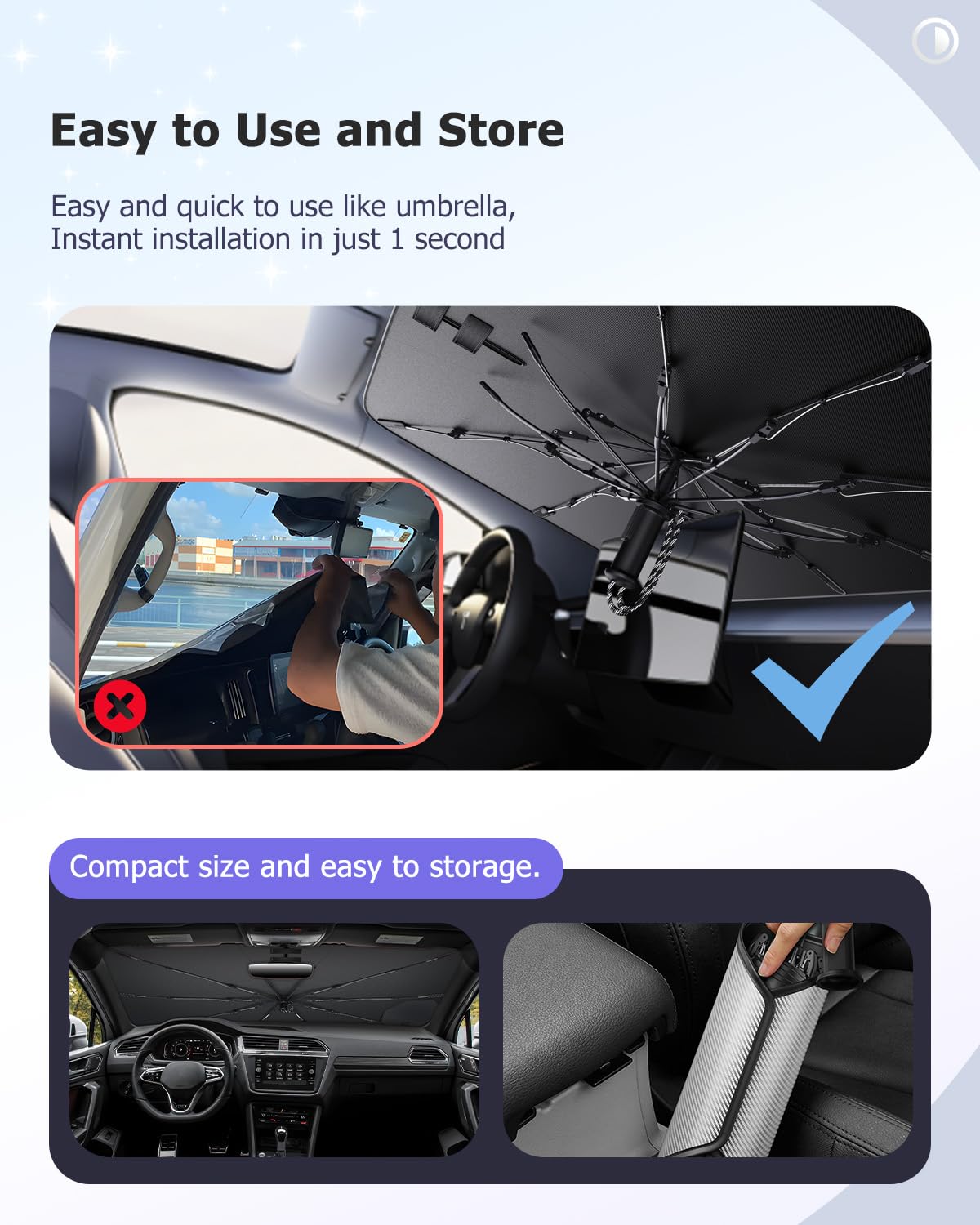 LUWU Upgrade osłona przeciwsłoneczna na przednią szybę samochodu, kompatybilna z VW Tiguan 3 2024 2025 2026, składana osłona przeciwsłoneczna, termoizolacyjna akcesoria do Tiguan 3