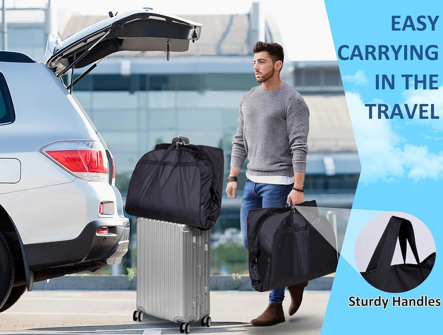 Portatrajes Funda Traje 2 Uds Bolsas De Ropa Con Refuerzos De 5 ''bolsa De Traje Armario Almacenamiento Cubierta De Traje Bolsa De Ropa Colgante Para Abrigos Chaquetas Camisas Funda Ropa Portatrajes V