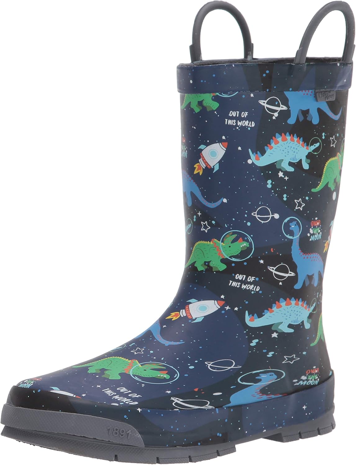 Western Chief Kids Boy's Space Dinos Rain Boots (Toddler/Little Kid/Big Kid) Navy 6 Toddler M