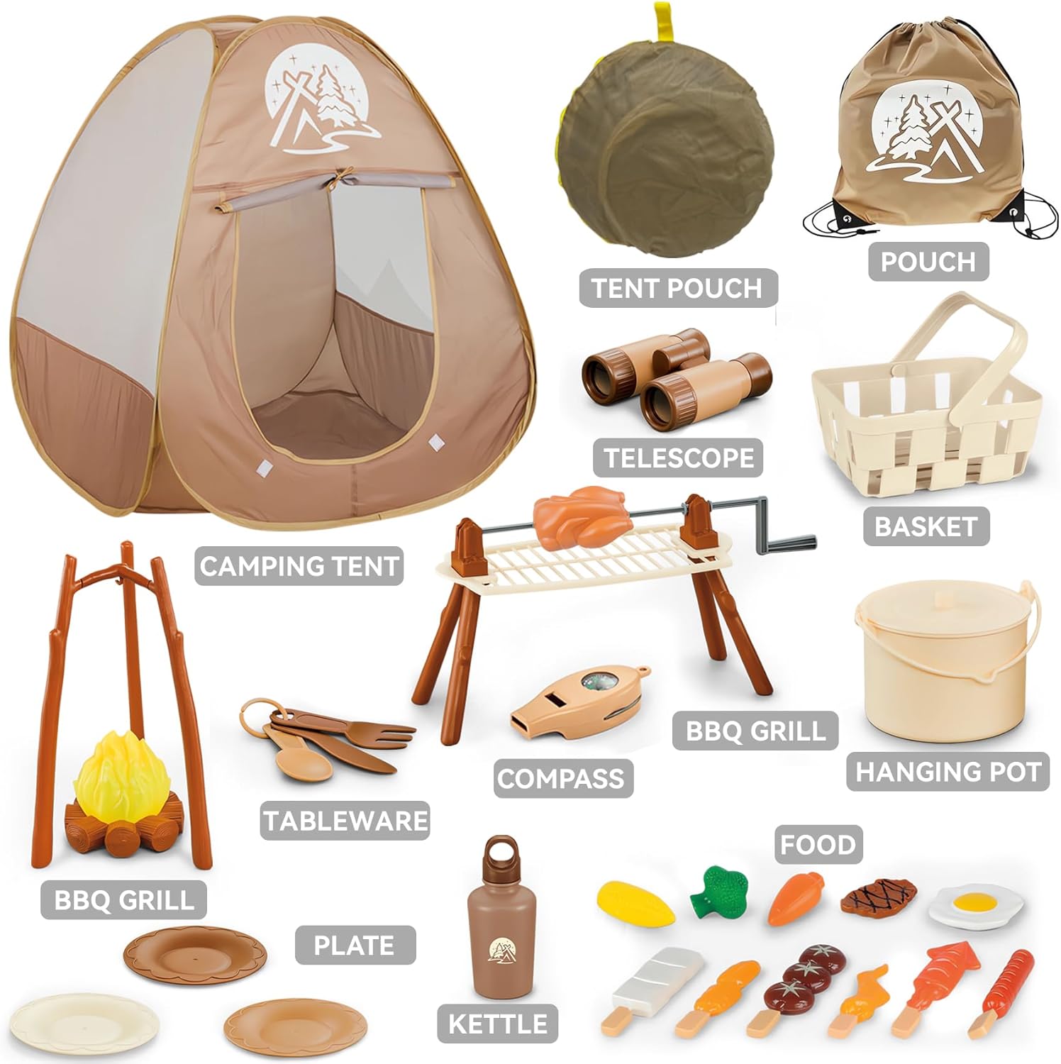 Kids Camping Set with Pop Up Tent - Lightweight Waterproof Kids Camping Toys Kit for Baby Boys Girls Toddlers Children Christmas Birthday Gifts Toys for 3 4 5 6 7 Year Old (AMA005-1-1) - Image 5