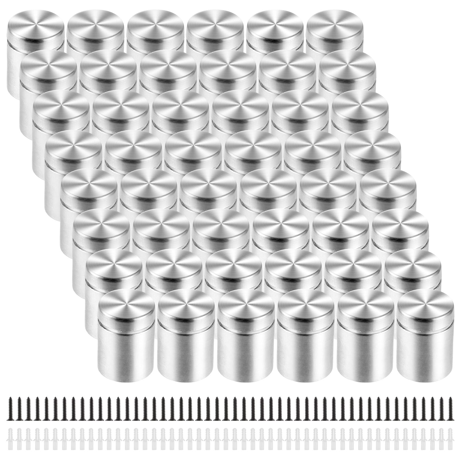 APACALI 50 separadores de pared de acero inoxidable, plexiglás, 19 x 25 mm, tornillo publicitario, carteles espaciadores, soportes para carteles para montar y fijar cristal, espejo, acrílico, marcos