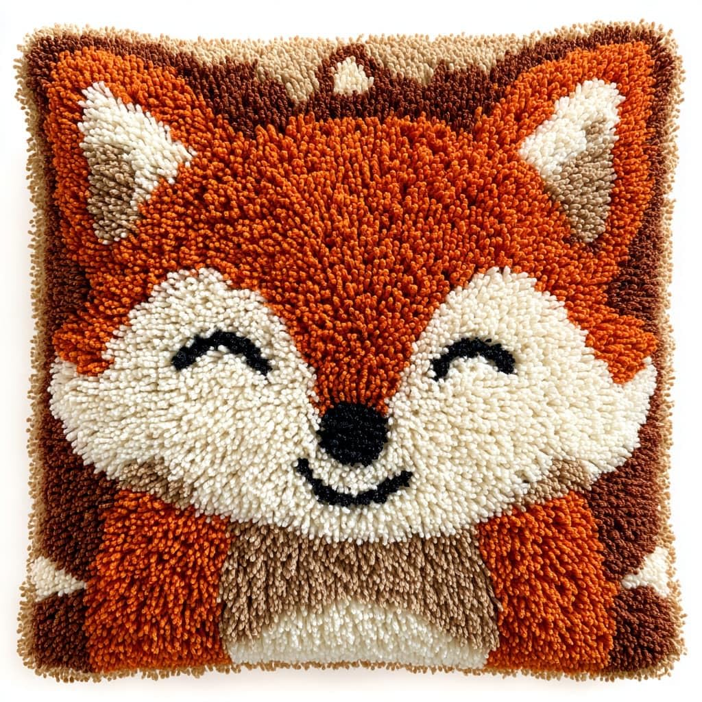Taxpy DIY Latch Hook Pillow Cover Kits, Animal Stamped Handamade Pillowcase Crochet Yarn Hook and Latch Emboridery Throw Pillow 43x43cm
