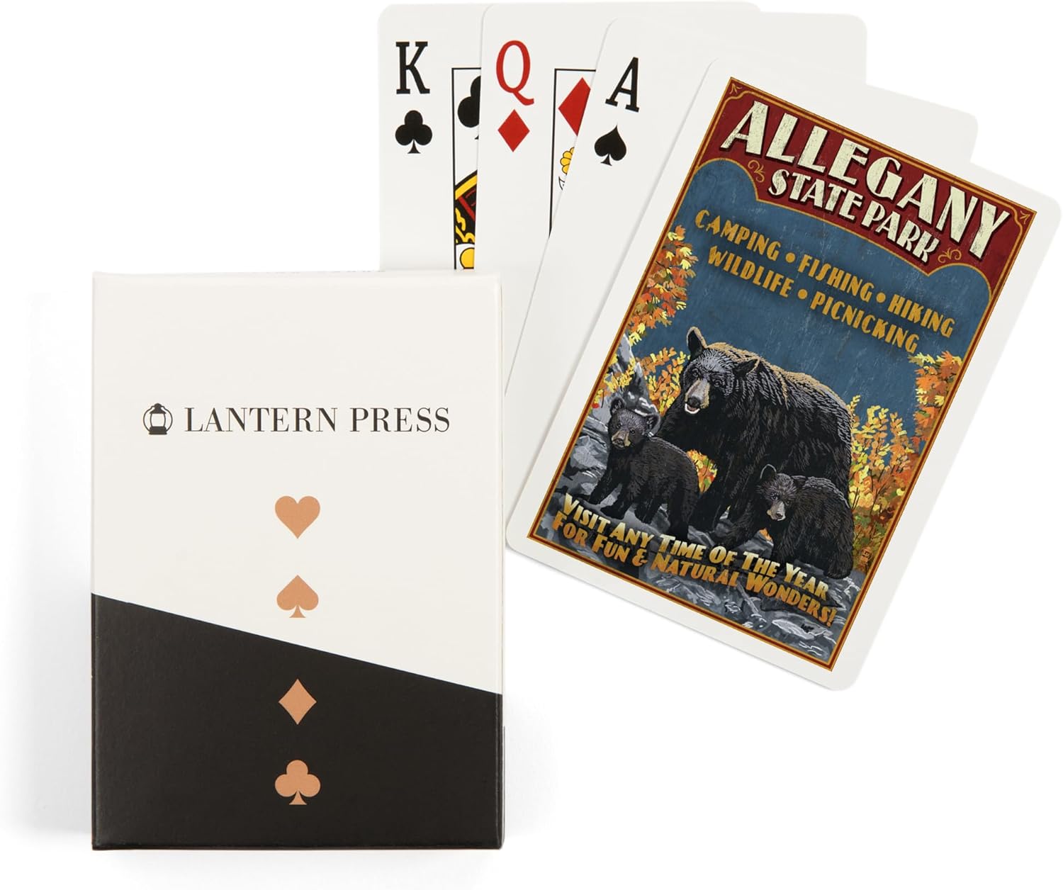Lantern Press Allegany State Park, New York, Bear Family Fall Colors, 52 Playing Cards for Adults, Poker Size Card Deck