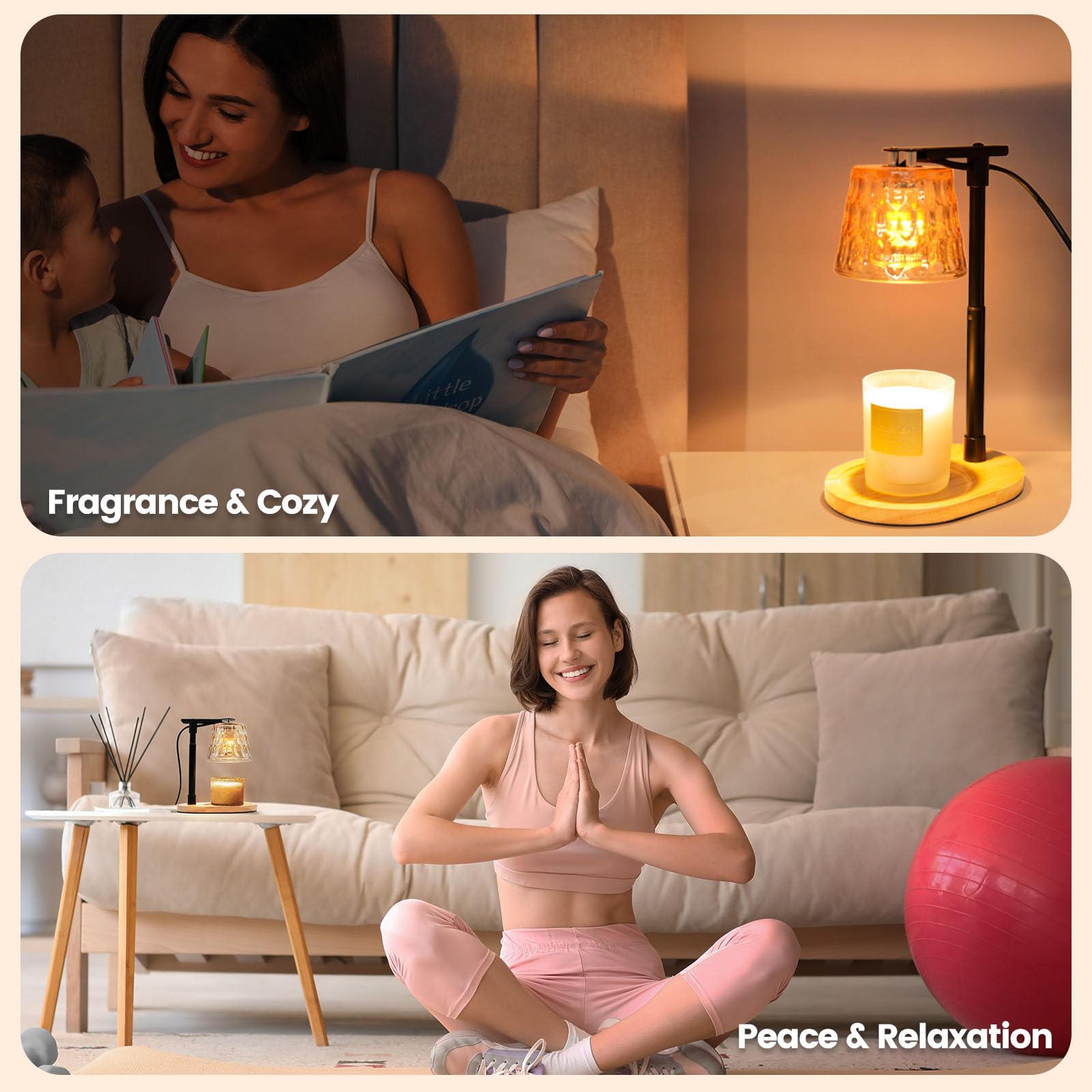 Calentador de Velas con Temporizador y regulador de Intensidad, lámpara de Cera aromática de Cristal, para decoración del hogar, con 2 Bombillas