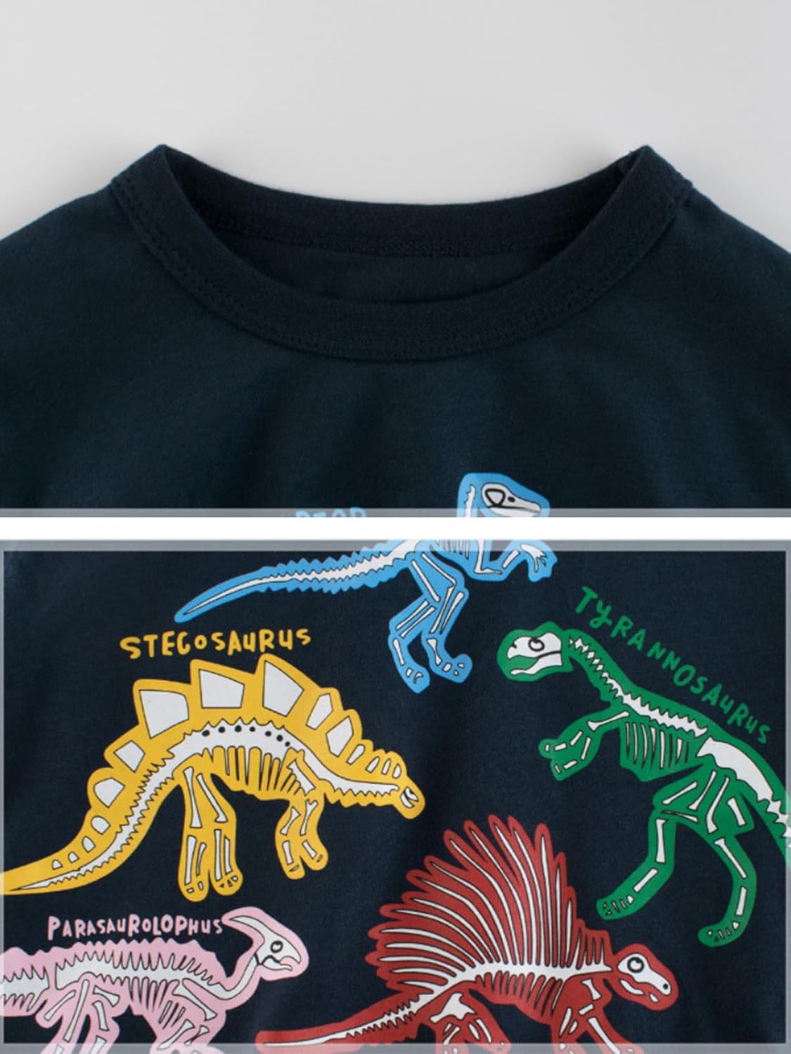 4-Pack Toddler Boys Dinosaur Shirts Shark Excavator Truck T-Shirts Graphic Short Sleeve Tees