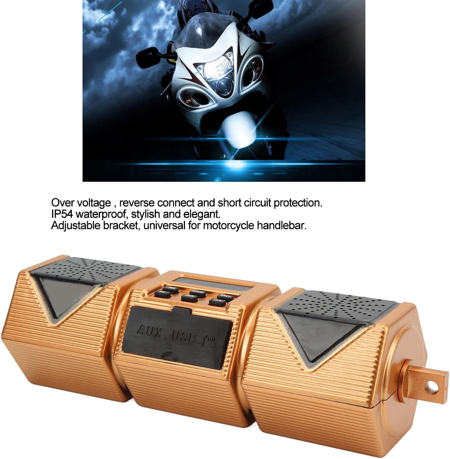 SYH&AQYE Motorcycle Speakers, Motorcycle Stereo Speaker Handlebar Mount, Waterproof MP3 Music Player Handlebar Mount for Motorcycles