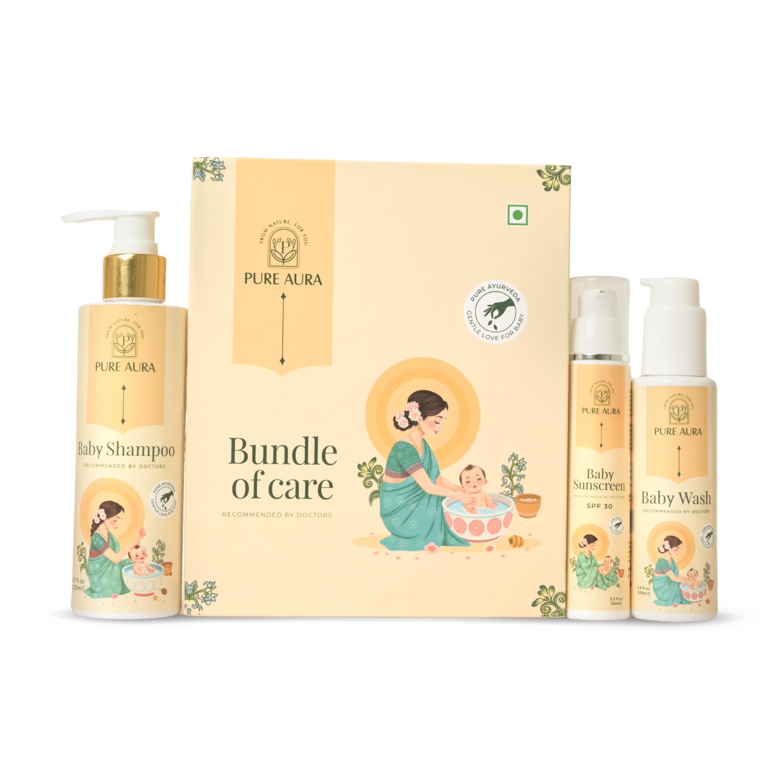 Daylight Defense Trio | Ayurvedic Baby Sunscreen SPF 30, Tear-Free Shampoo & Gentle Wash | Daily Sun Protection & Cleansing | Safe for Newborns | Natural Skincare for Delicate Baby Skin-image-45