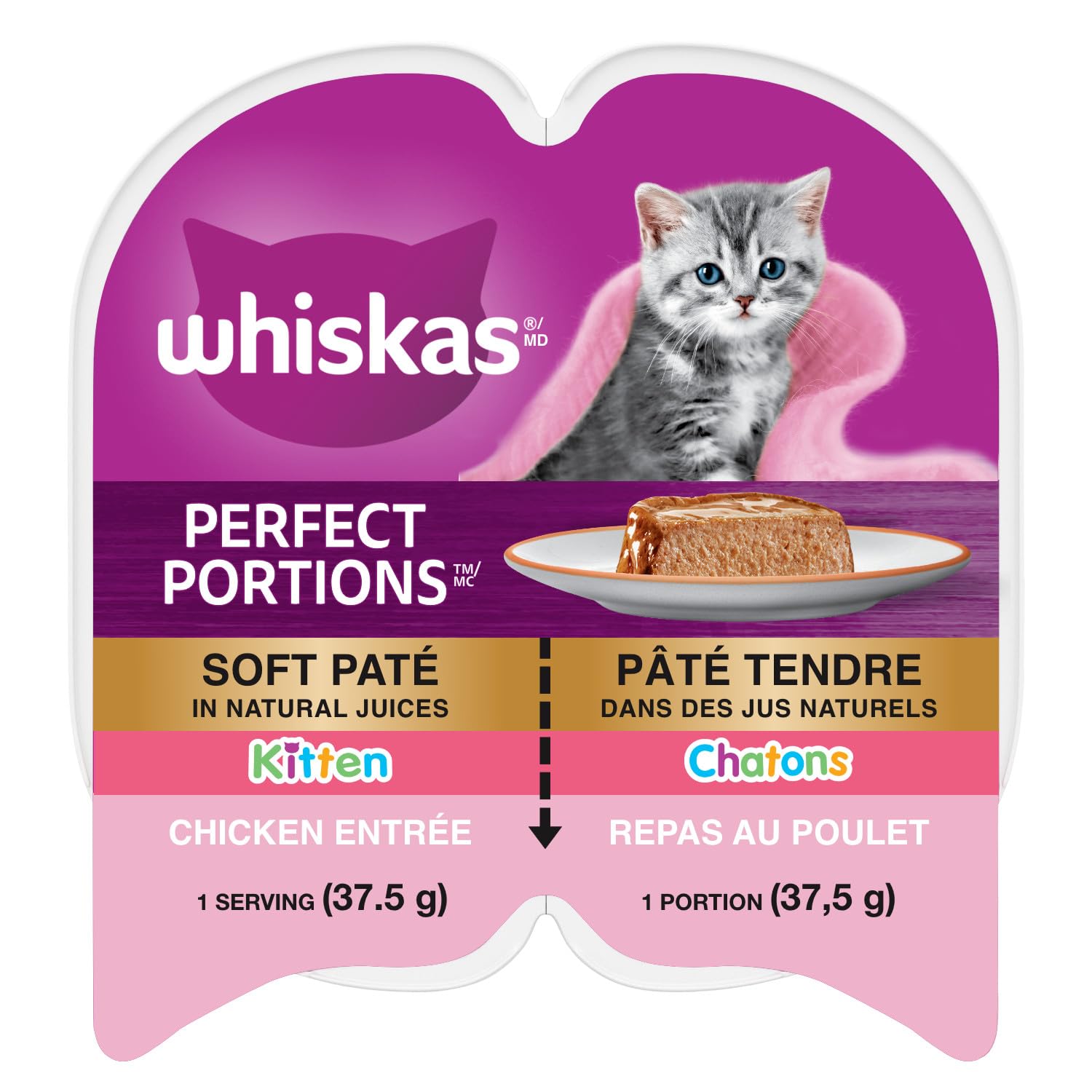 WHISKAS Perfect Portions Kitten Wet Cat Food Paté - Chicken Entrée 75g (24Pack) image 4