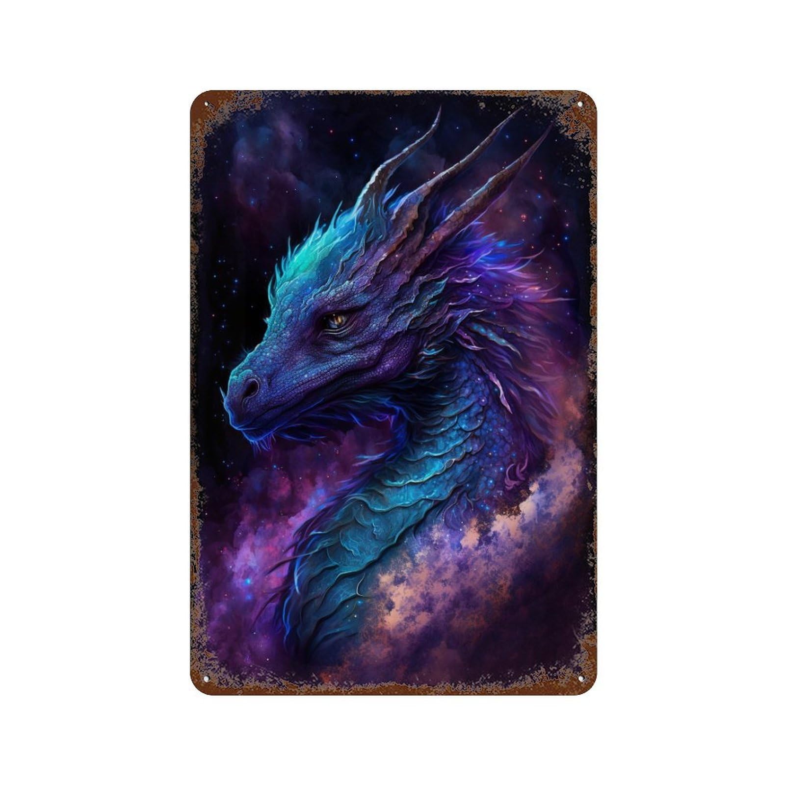 Garage Style Fantasy Dragon Artwork -9 Rusty Metal Tin Sign 11.8"x7.9", Novelty Wall Decor for Bar And Workshop