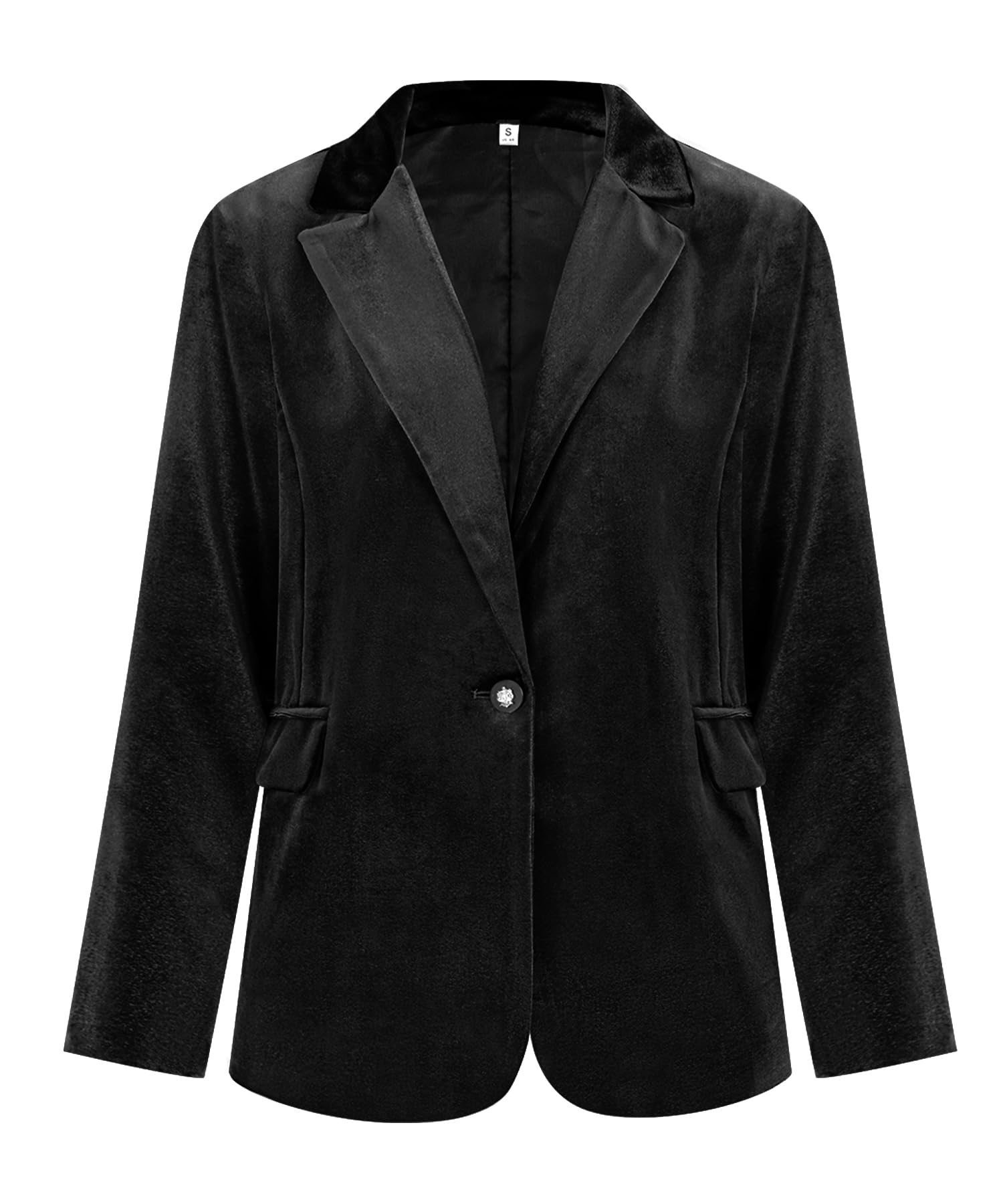 R Vivimos Velvet Blazers for Women 2025 Fall Winter Casual Long Sleeve Front Button Warm Jackets Coat with