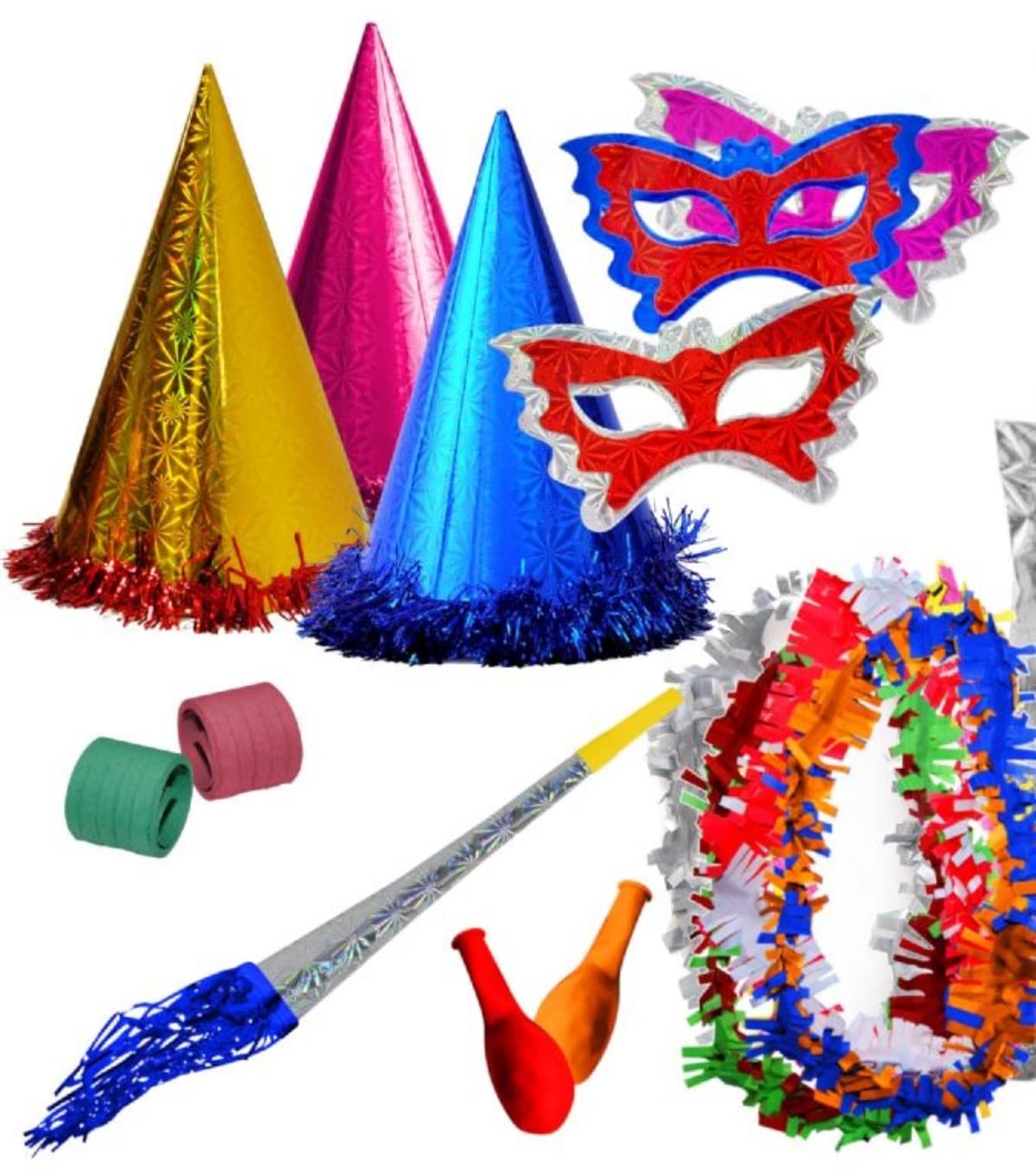 Lote de 10 Bolsas de Cotillones Decorativos "Trompeta Espumillón". Cotillón para Fiestas y Eventos. Decoración Original para Bodas, Comuniones, Cumpleaños y Fin de Año(Nochevieja). DC