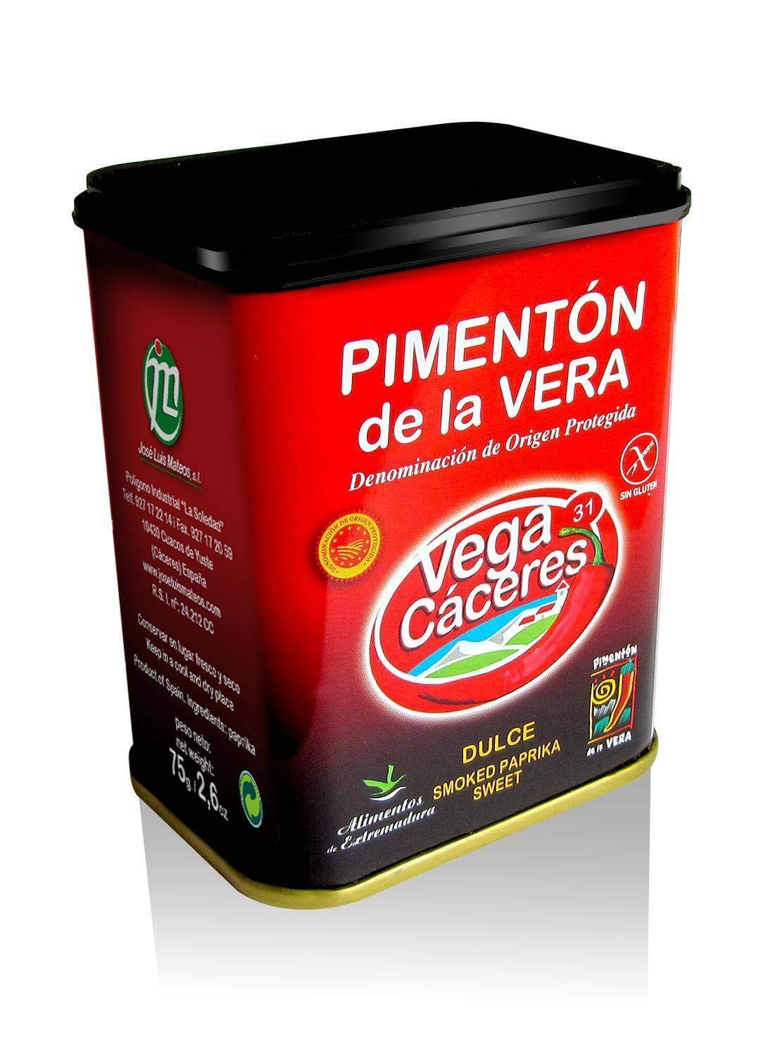 PIMENTON AHUMADO DE LA VERA CON DENOMINACIÓN DE ORIGEN PROTEGIDA. 3 LATAS DE 75 G DULCE Y UNA LATA DE 75 G PICANTE