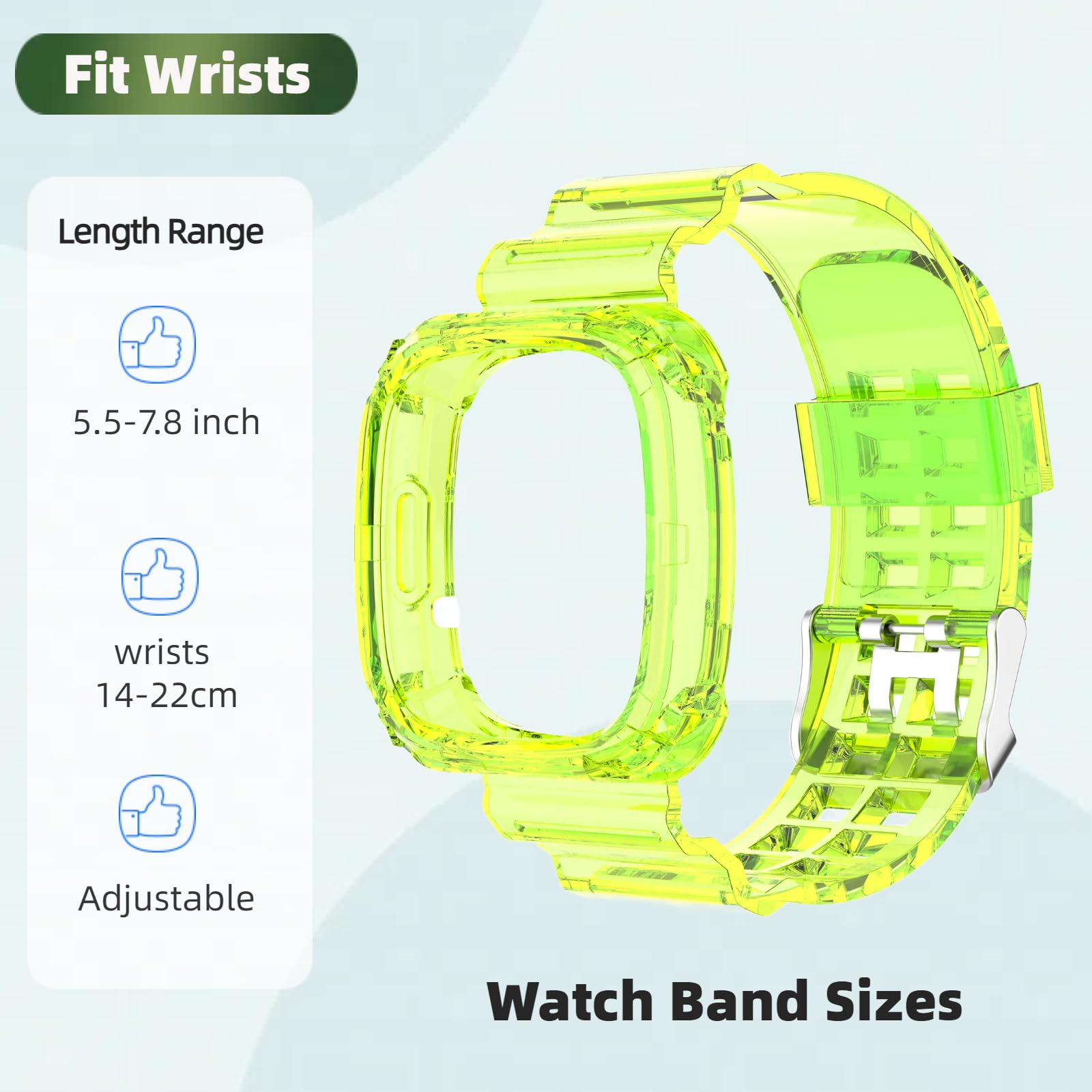Przezroczysty pasek do zegarka kompatybilny z Fitbit Sense 2 / Sense Bands, Fitbit Versa 4 / Versa 3 dla kobiet i mężczyzn, silikonowy, przezroczysty, kryształowy pasek do smartwatcha Fitbit