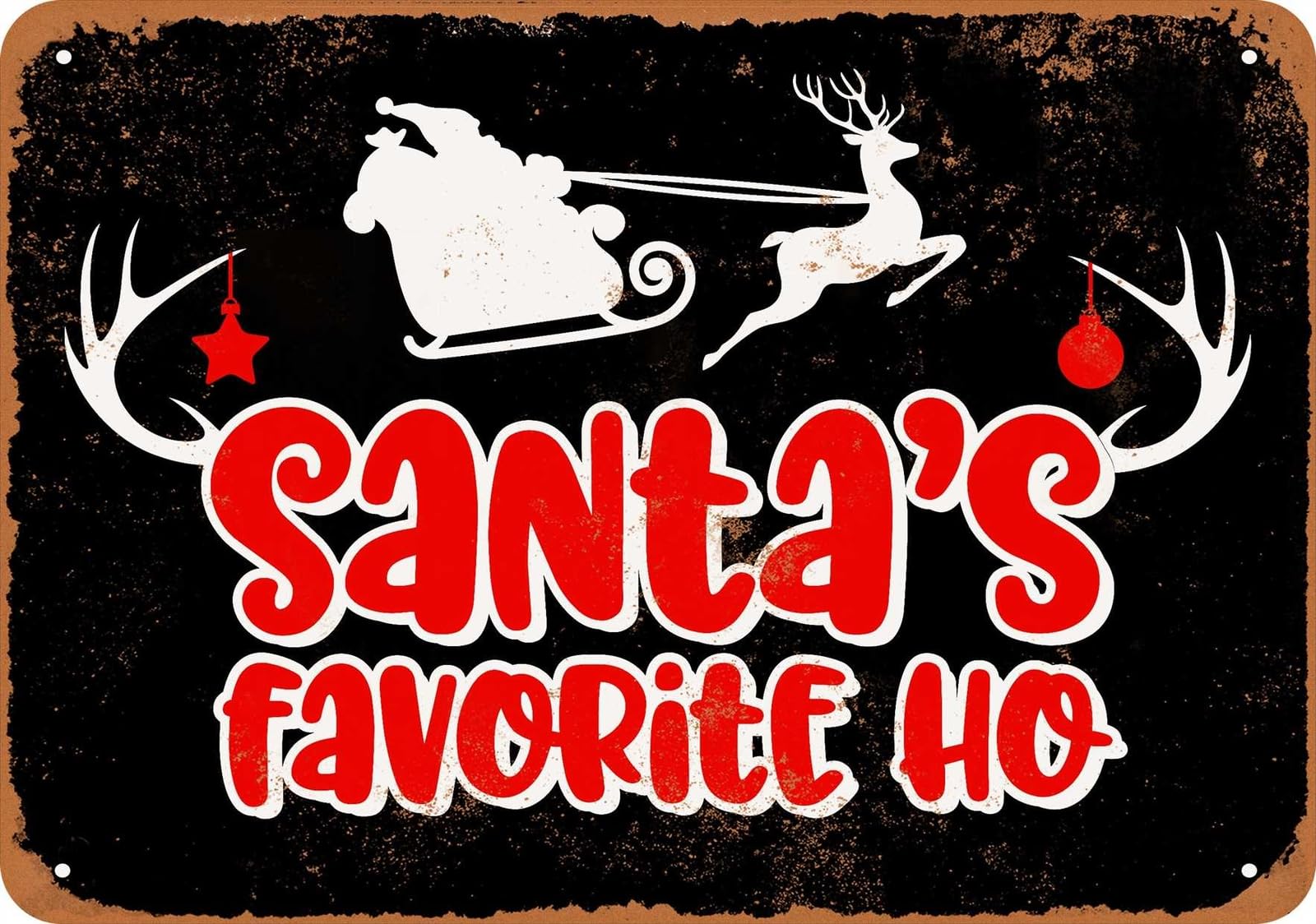 Miaomansenstore Metal Sign - Santa's Favorite Ho Red - Vintage Look Home Decor
