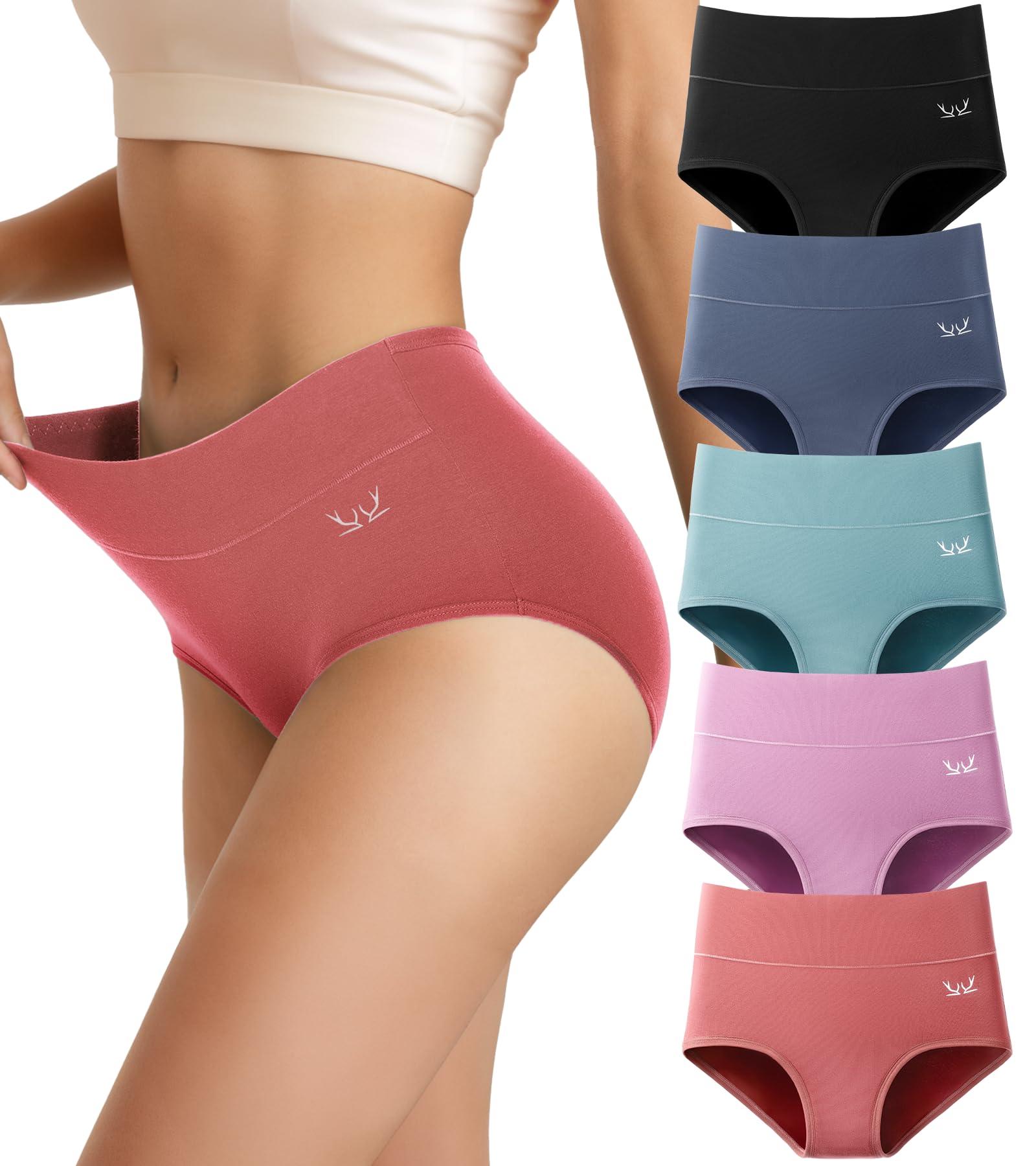 Ruixue Unterhosen Damen Baumwolle Unterwäsche, 5er Pack Slips Damen Stretch Hohe Taille Panties, Bequeme Frauen Unterwäsche, Atmungsaktiv Panties