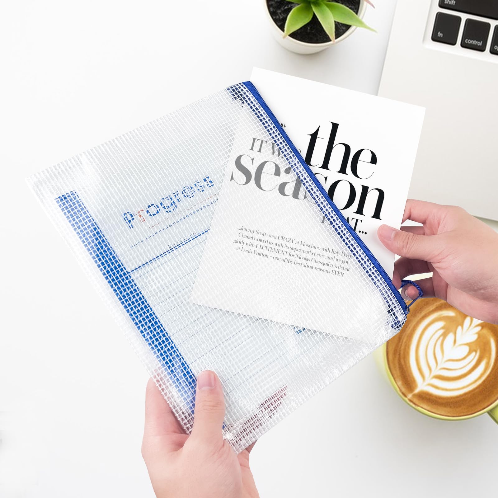 Crihovy 15 Pcs Pochette Document Zippée A4A5A6, PVC Transparentes Document Dossier, Étanche Sac Plastique Zip, Pochette à Fermeture, Mesh Zipper Pouch Pour Voyage, Fournitures, Bureau, Noir