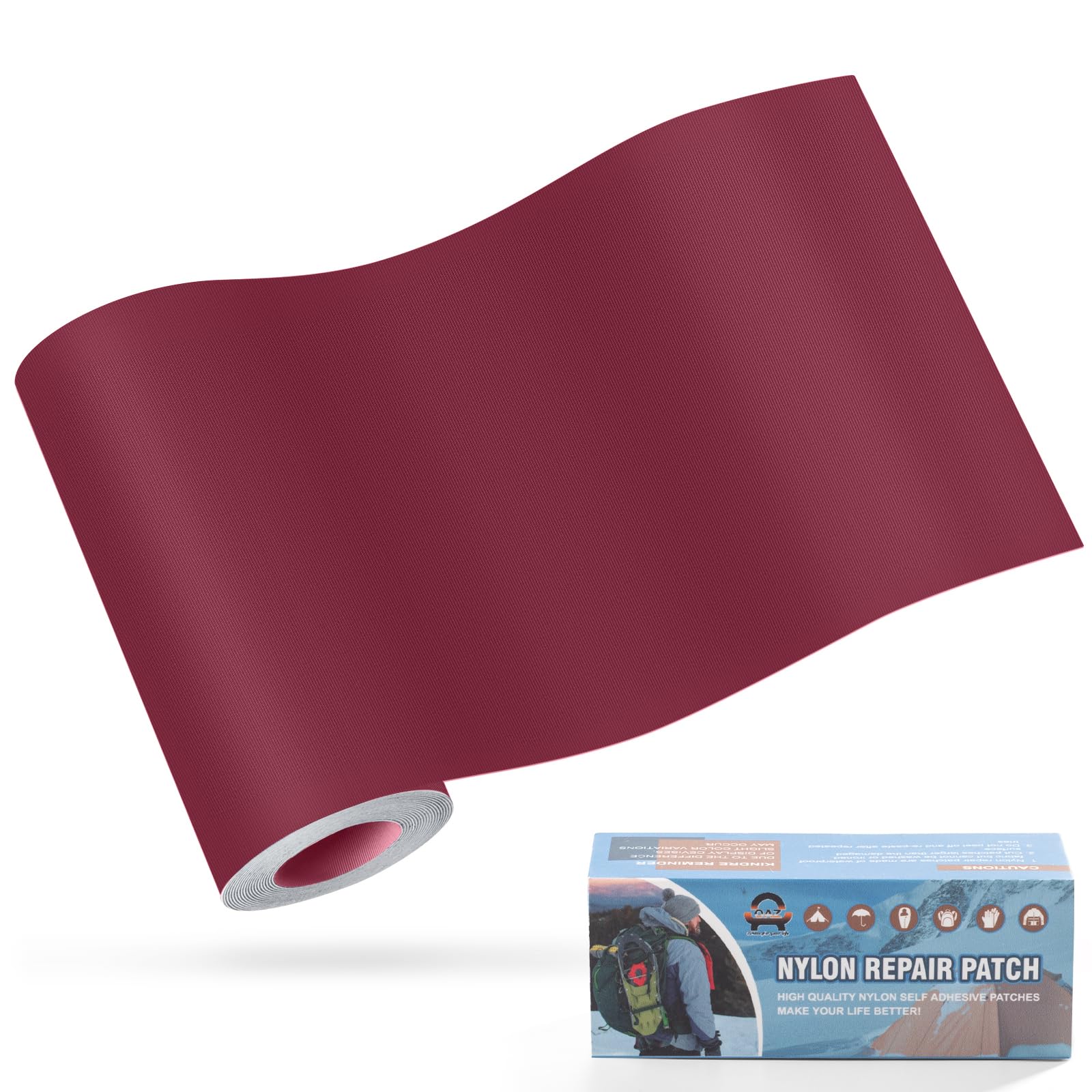 OAZ 1 Pcs Down Jacket Repair patch, 10x160 cm Self-Adhesive Repair patches for Clothing, Waterproof Nylon Fabric Repair Tape for Puffer Jacket, Tent, Backpack, Sleeping Burgundy — image 1