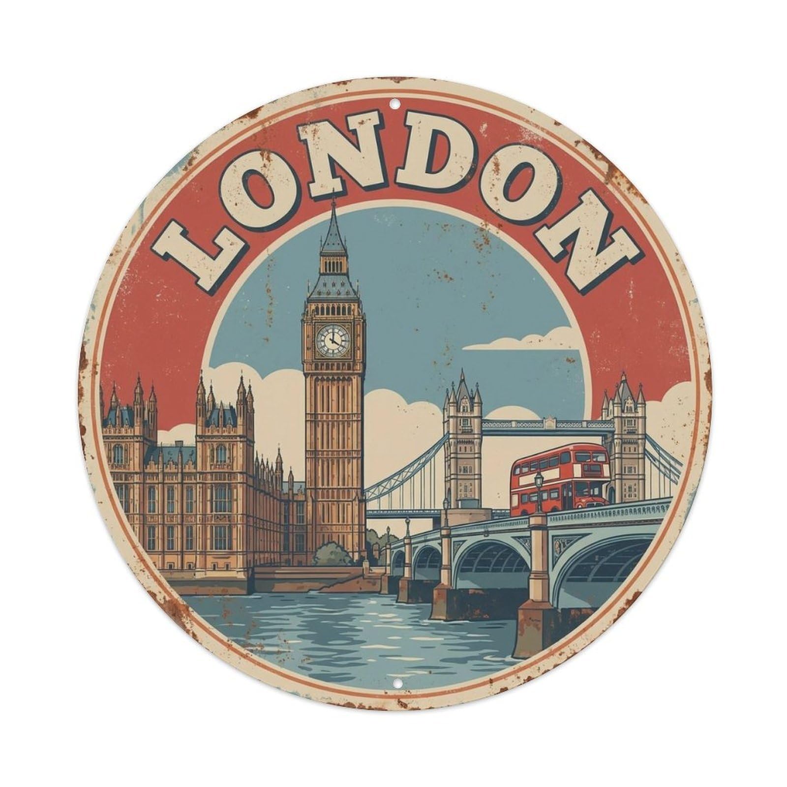 London England Vintage City Travel Landmark Metal Tin Sign