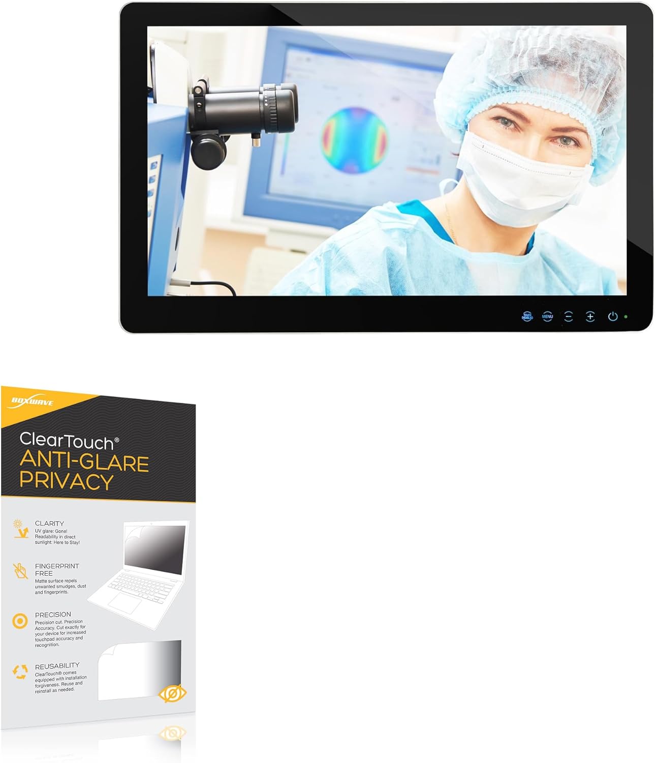 BoxWave Screen Protector Compatible With Canvys G Series Medical Monitor (21.5 in) - ClearTouch Anti-Glare Privacy (2-Pack), Privacy Screen Protector Flexible Film Anti-Glare