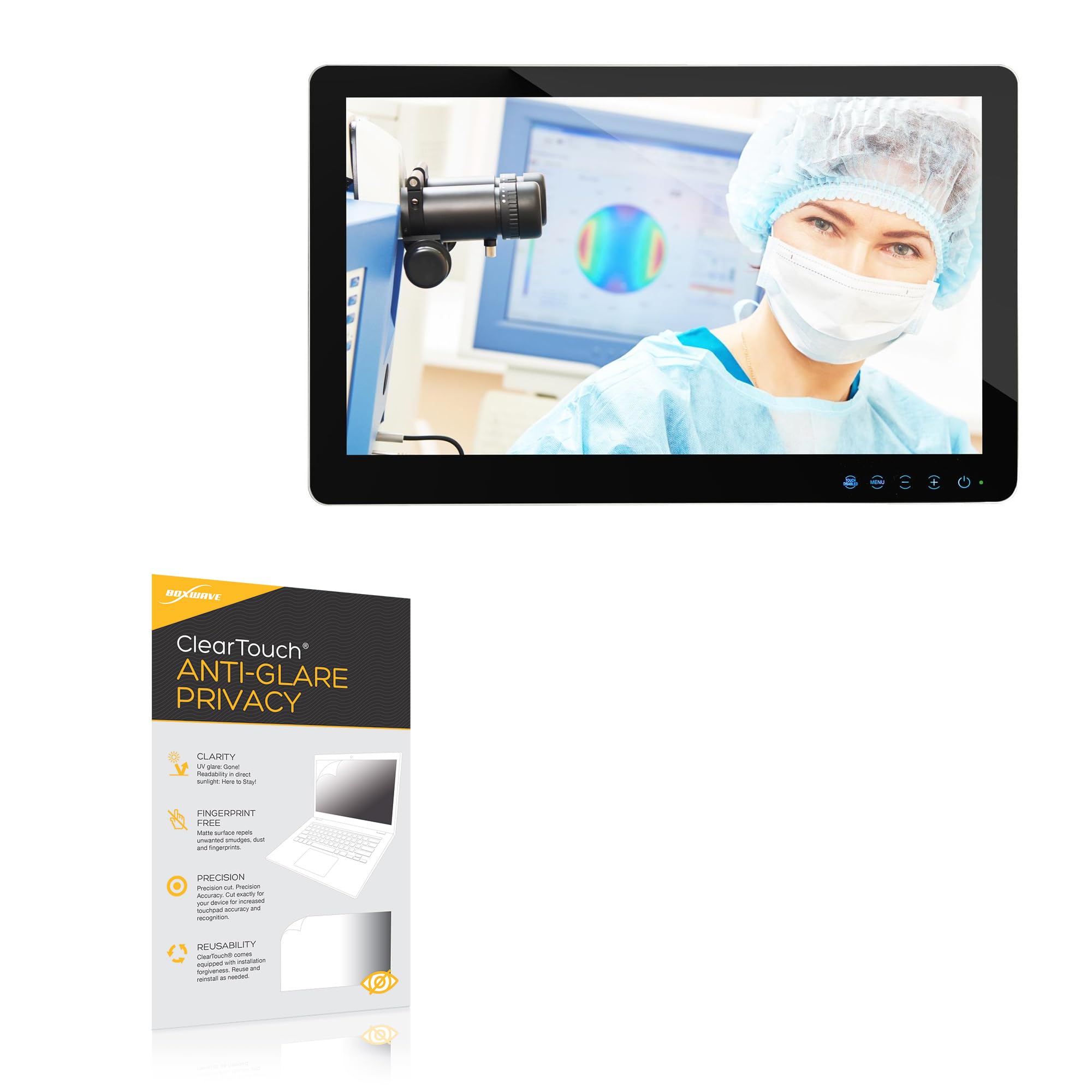 BoxWave Screen Protector Compatible With Canvys G Series Medical Monitor (21.5 in) - ClearTouch Anti-Glare Privacy (2-Pack), Privacy Screen Protector Flexible Film Anti-Glare