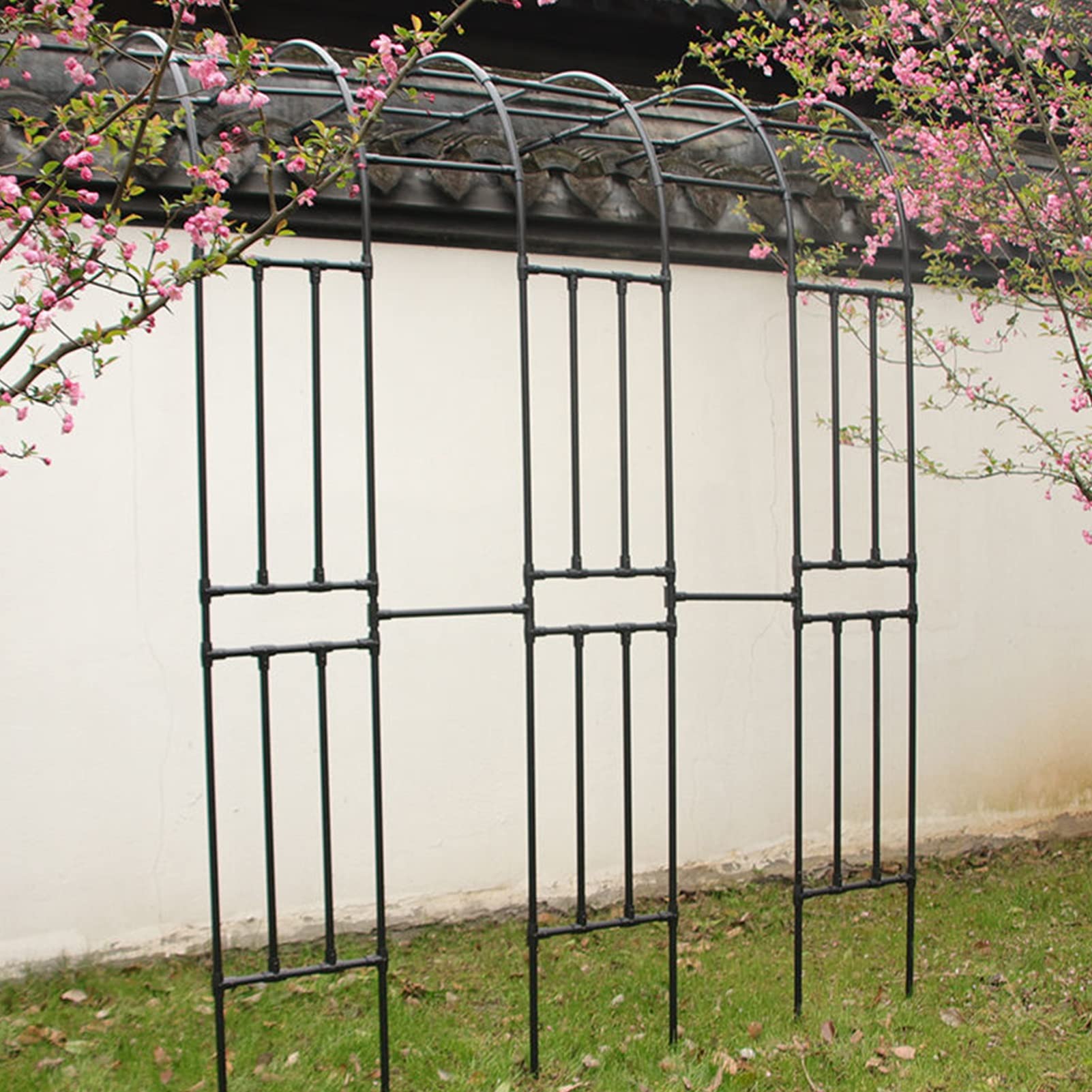 Arco Per Rose In Acciaio - Supporto Rampicanti 240x140x38 Cm, Nero - Foto 8