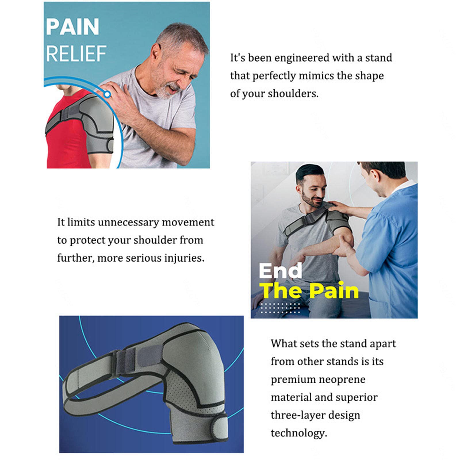 HAPPYNA Soporte Soporte Hombro Compresión Hombres Mujeres, Soporte Soporte Hombro Ajustable, Articulación Ca Dislocada, Hombro Congelado, Tendinitis La Escápula