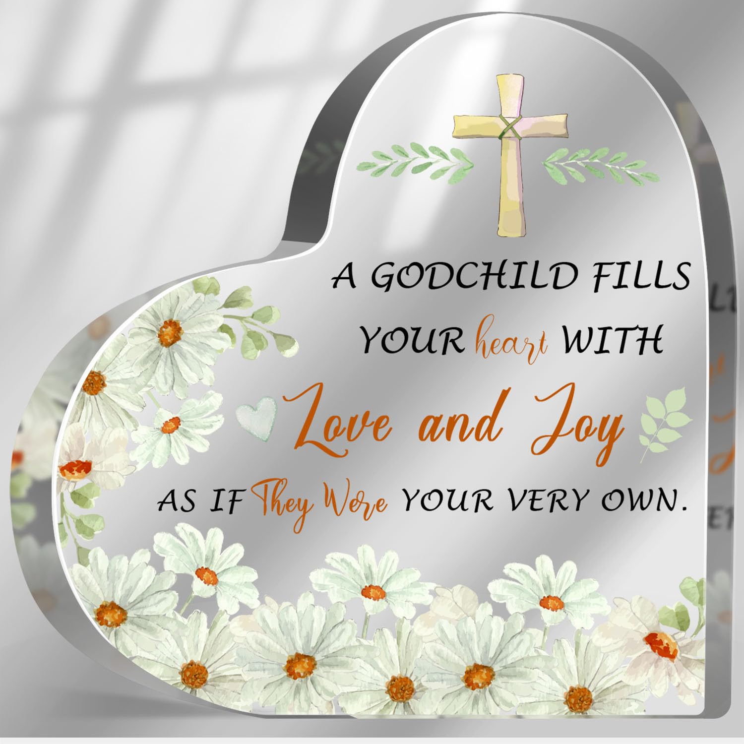 Godchild Gift for Goddaughter Godson, Baptism Gifts for Girl Boy, Christian Acrylic Sign for Godchild, Baby Religious Birthday Christening Plaque Decorations, First Communion Gifts