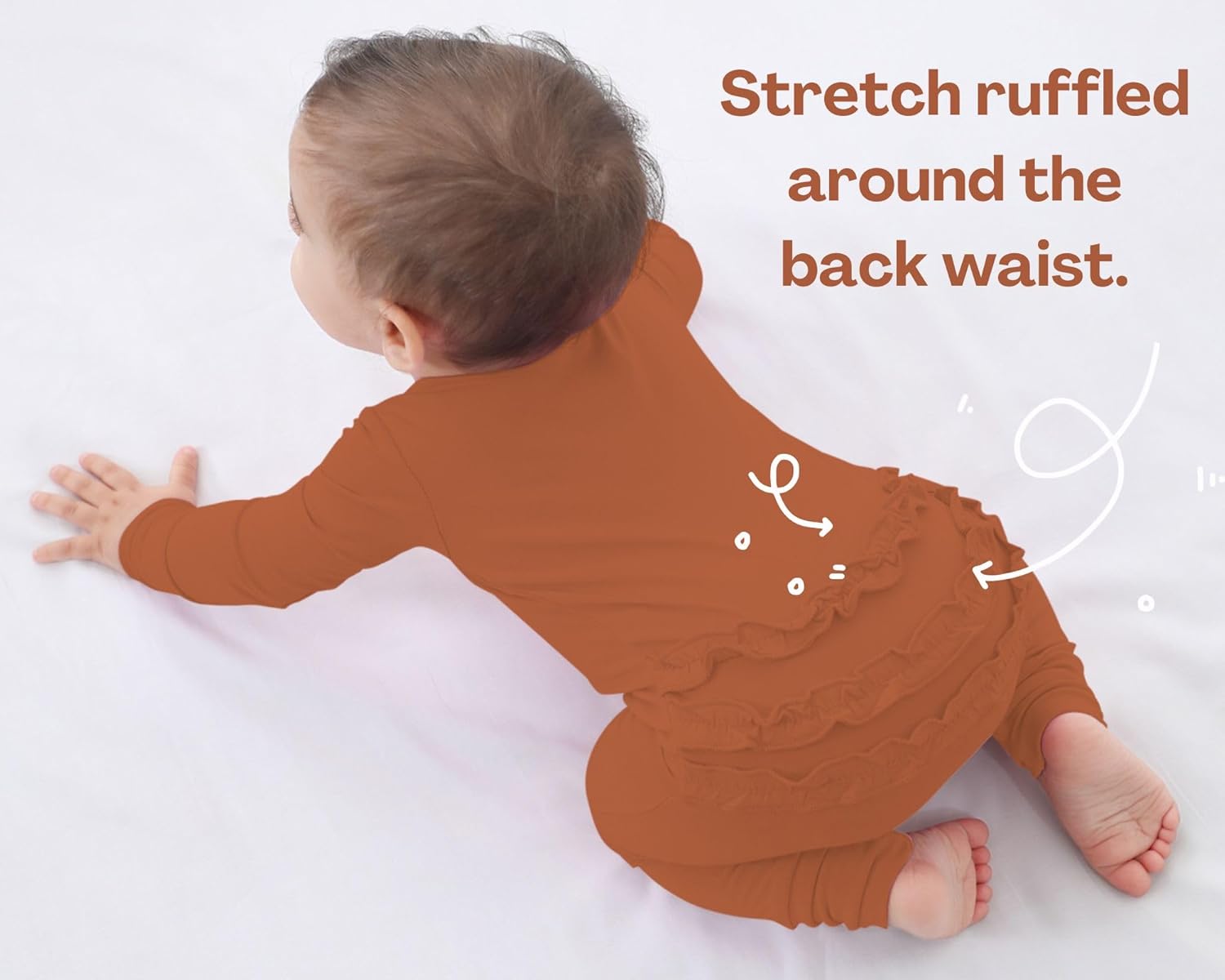 GUISBY Rayon Baby Long Sleeve Footless Rompers, 2 Way Zipper with Ruffle Sleepers 0-24 Months - Image 3