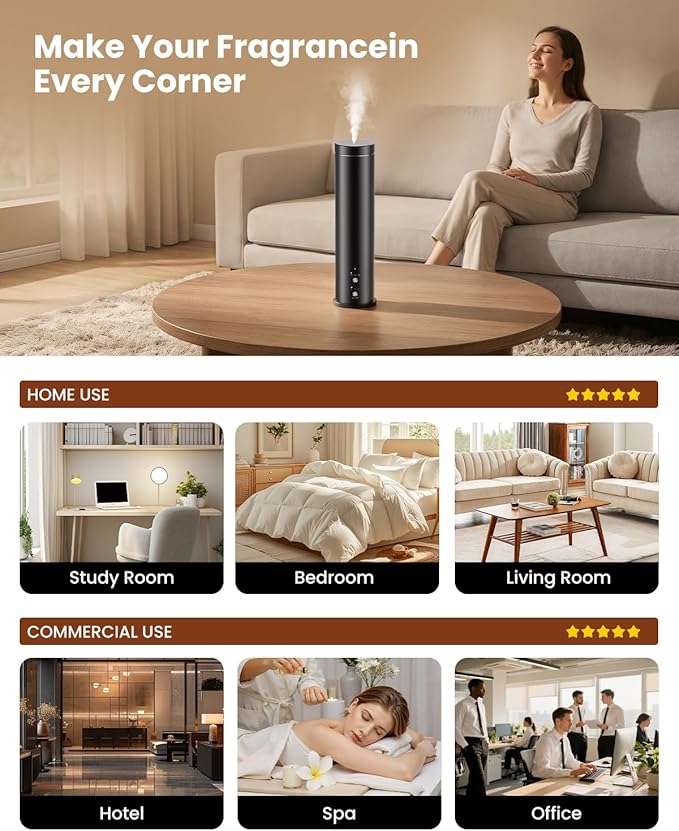 Difusor de Aceites Esenciales sin Agua WEKELL para Habitaciones Grandes, 1000 Pies² miniatura 7
