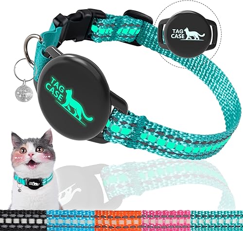 Collar para gatos AirTag de Halloween con soporte impermeable para AirTag  Diseño luminoso, correa elástica segura para un fácil escape  nailon