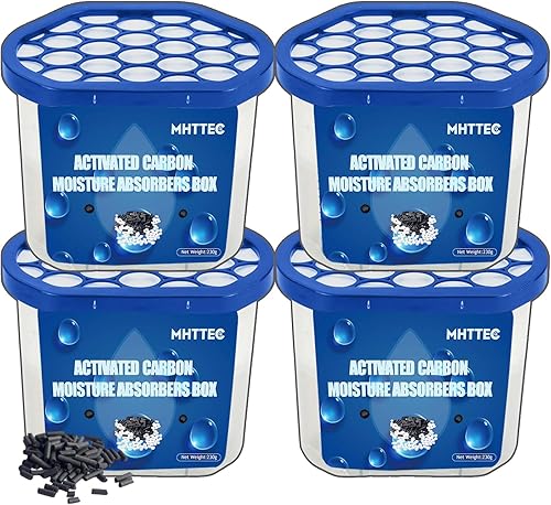 Cajas absorbentes de humedad, paquete de 4, absorbentes de humedad de 10 onzas para sótano, hogar, dormitorio, armario, baño, hogar,