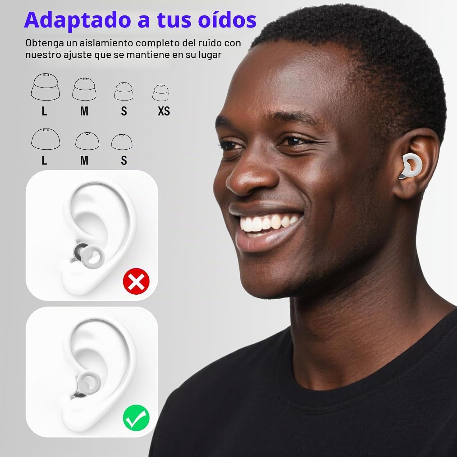Tapones Oídos Dormir Reutilizables con 7 Pares Almohadillas Silicona, Cancelación de Ruido hasta 46dB, Tapones para Dormir, Estudiar, Viajar, Conciertos, Protección Auditiva Cómoda y Ajustable