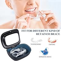 Vista 5 de Estuche de alineador de doble capa con espejo, estuche de retenedor con herramienta removedora y cepillo de limpieza con orificios de ventilación