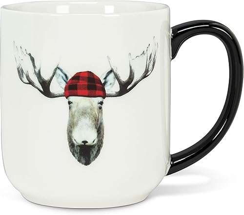 Abbott Collection 1327-JACK-MUG Jack Moose - Taza (4 pulgadas de alto), color blanco y rojo