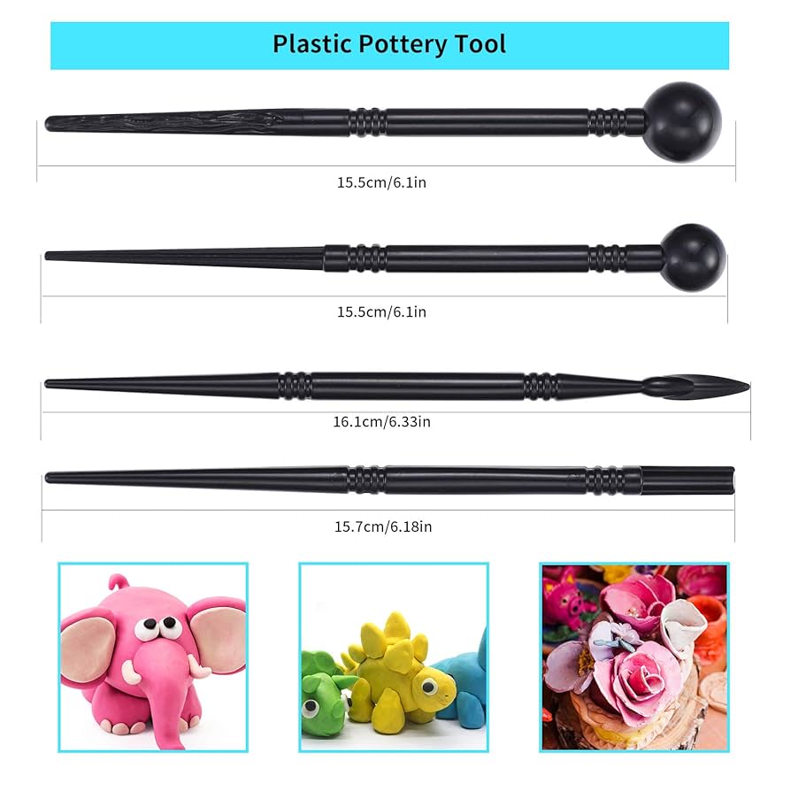 9pcs Polymer Clay Tools, Pottery Silicone Clay Sculpting Tool Including 4pcs Double-Ended Metal Ball Tools & 5pcs 2 Way Dotting Pen Tool Modelling Clay Embossing Tools For DIY Clay Decorative Art