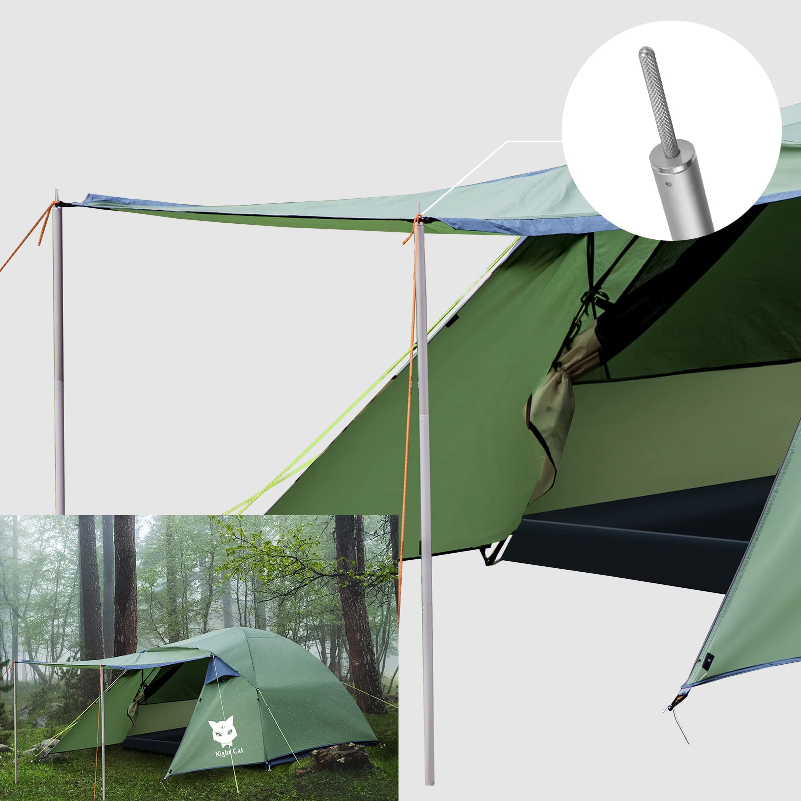 Night Cat Postes para Toldos Carpas de Playa Refugio de Playa Lonas Toldos Aluminio Longitud Ajustable Uso Flexible