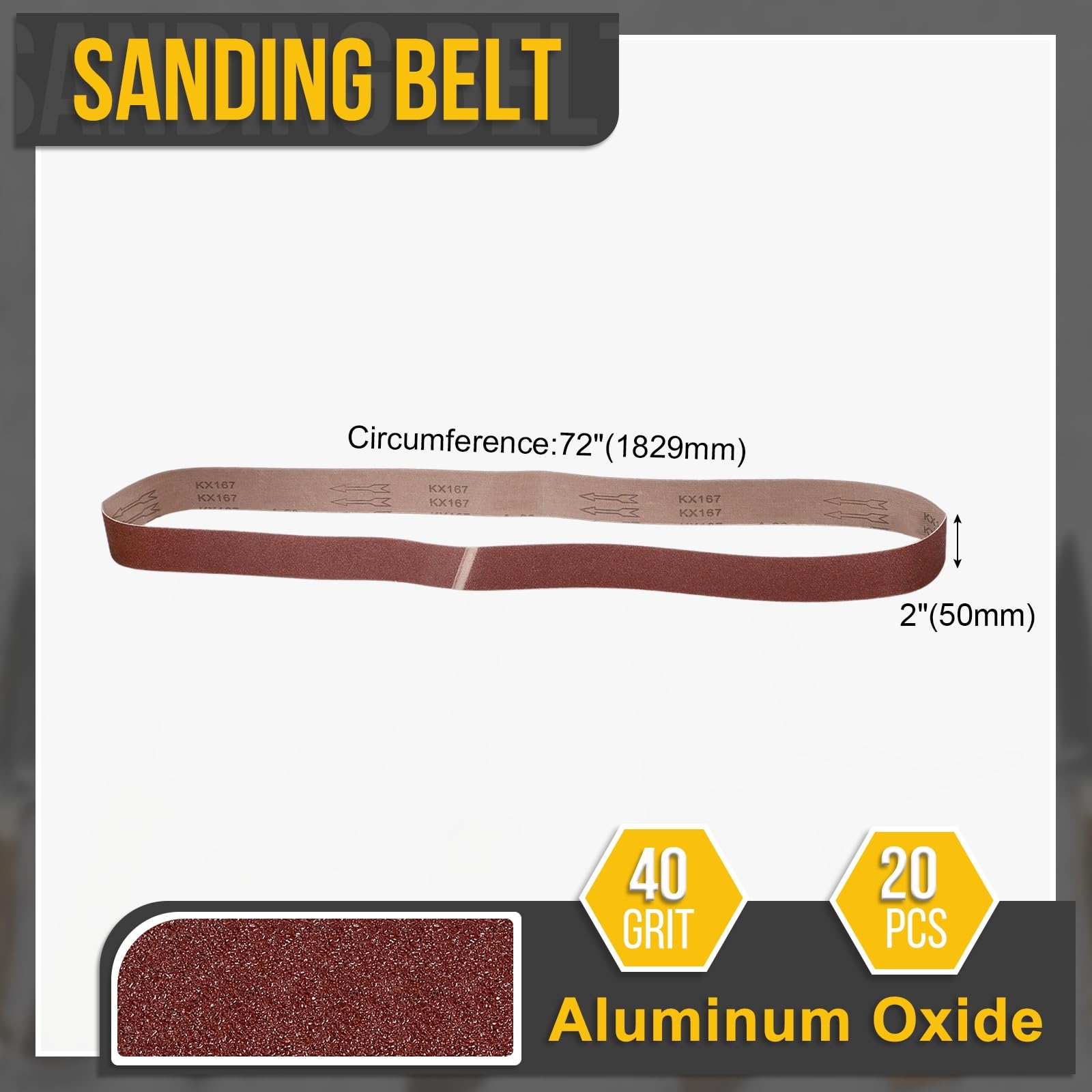 50mm x 1829mm Banda de Lijado, 20 Pcs 40 Grit Bandas para Afilar Cuchillos para Afilador de Cuchillos Herramienta de Tallado para Lijadora de Banda Trabajo en Metal