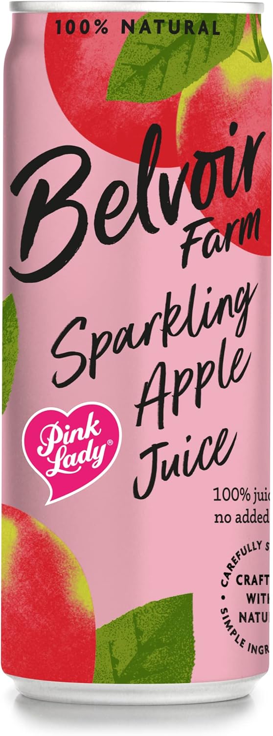 Belvoir Farm Sparkling Pink Lady Apple Juice, 6 x (4 x 250ml) Cans