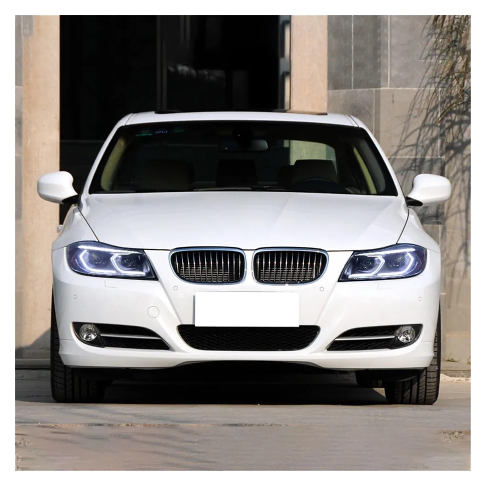 Fari Anteriori per BMW Serie 3 E90 2005-2012 318i 320i 325i, aggiornamento luci diurne (DRL), Accessori per Gruppo Ottico (05-08/2p, Senza lampadine).