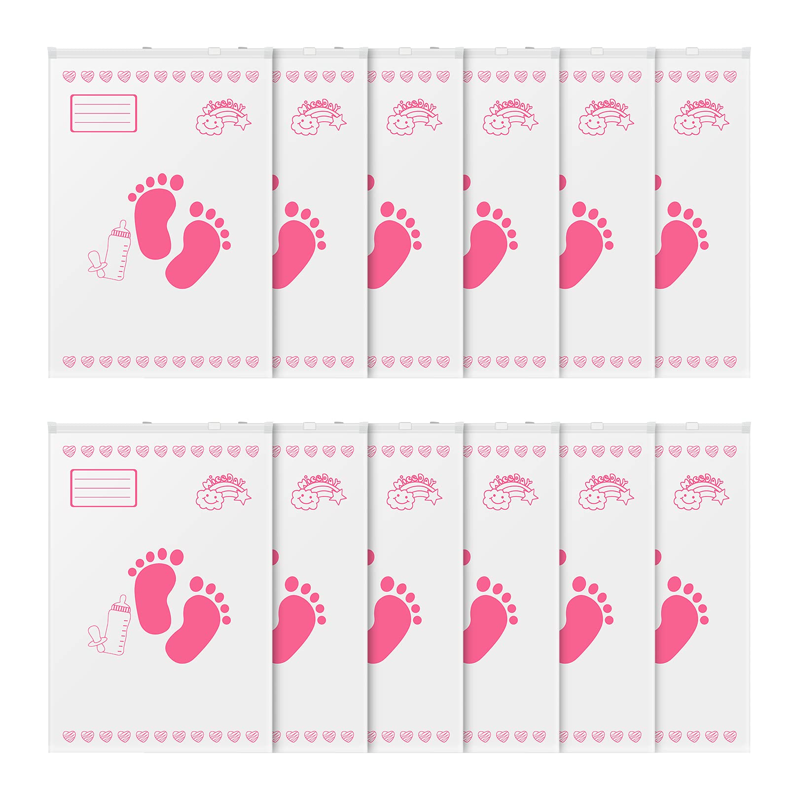 Leenou Corredino Neonato Bustine Ospedale Cambio Trasparenti PE Glassato 34x24 cm Rosa