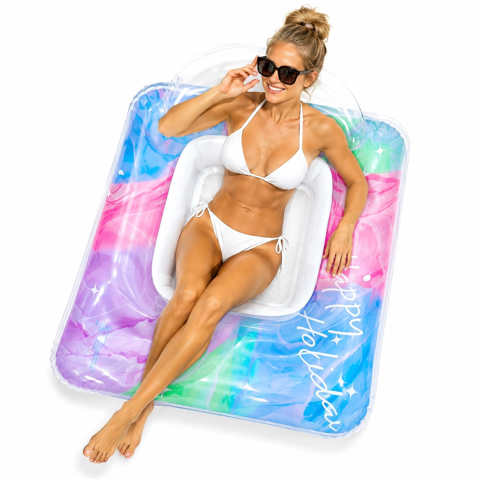 YAEGIMHT Inflatable Pool Float with Mesh Seat for Adults