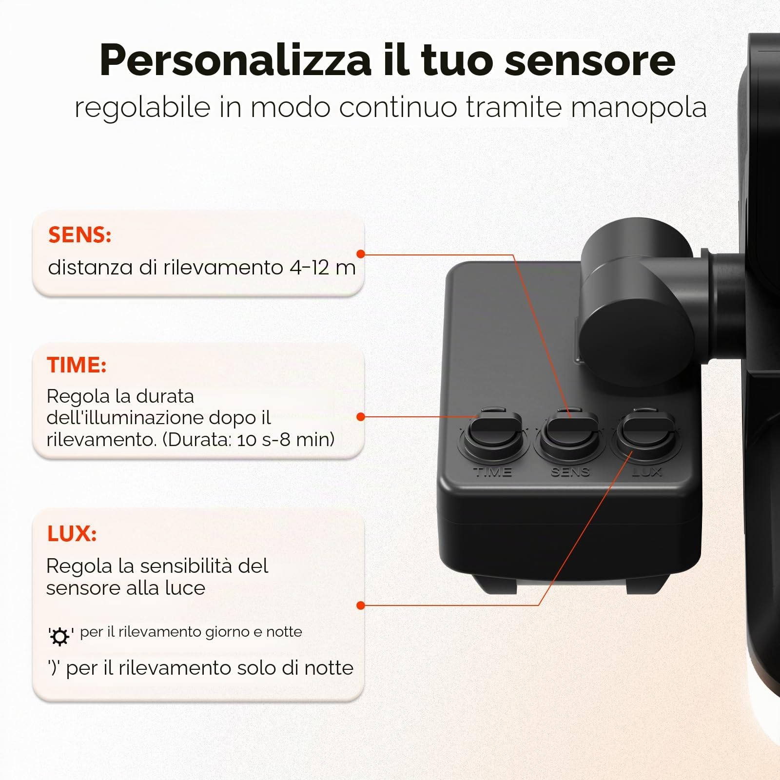 OREiN Luci di Sicurezza per Esterni con Sensore di Movimento, 24W Bianco Caldo/Naturale/Freddo Regolabile 2800 Lumen Faretto con Sensore di Movimento PIR, IP65 Impermeabile, Luce Esterna Alimentata da