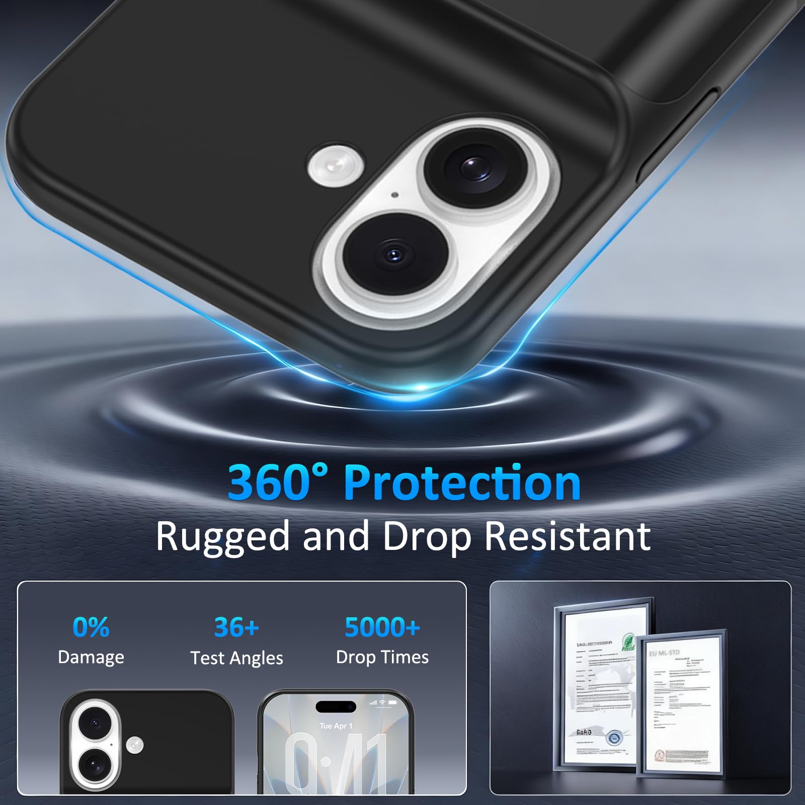 Funda de Batería para iPhone 17 (6.3"), Cargador Portátil de 8500mAh, Funda Ultrafina de Batería Extendida, Cargador de Teléfono y Funda Protectora con Función de Carga para iPhone 17