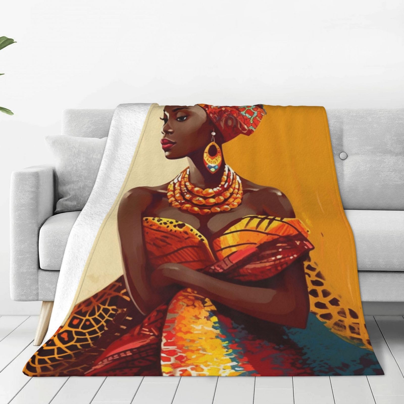 Couverture flanelle peinture fille africaine traditionnelle : un cocon de douceur pour la peau